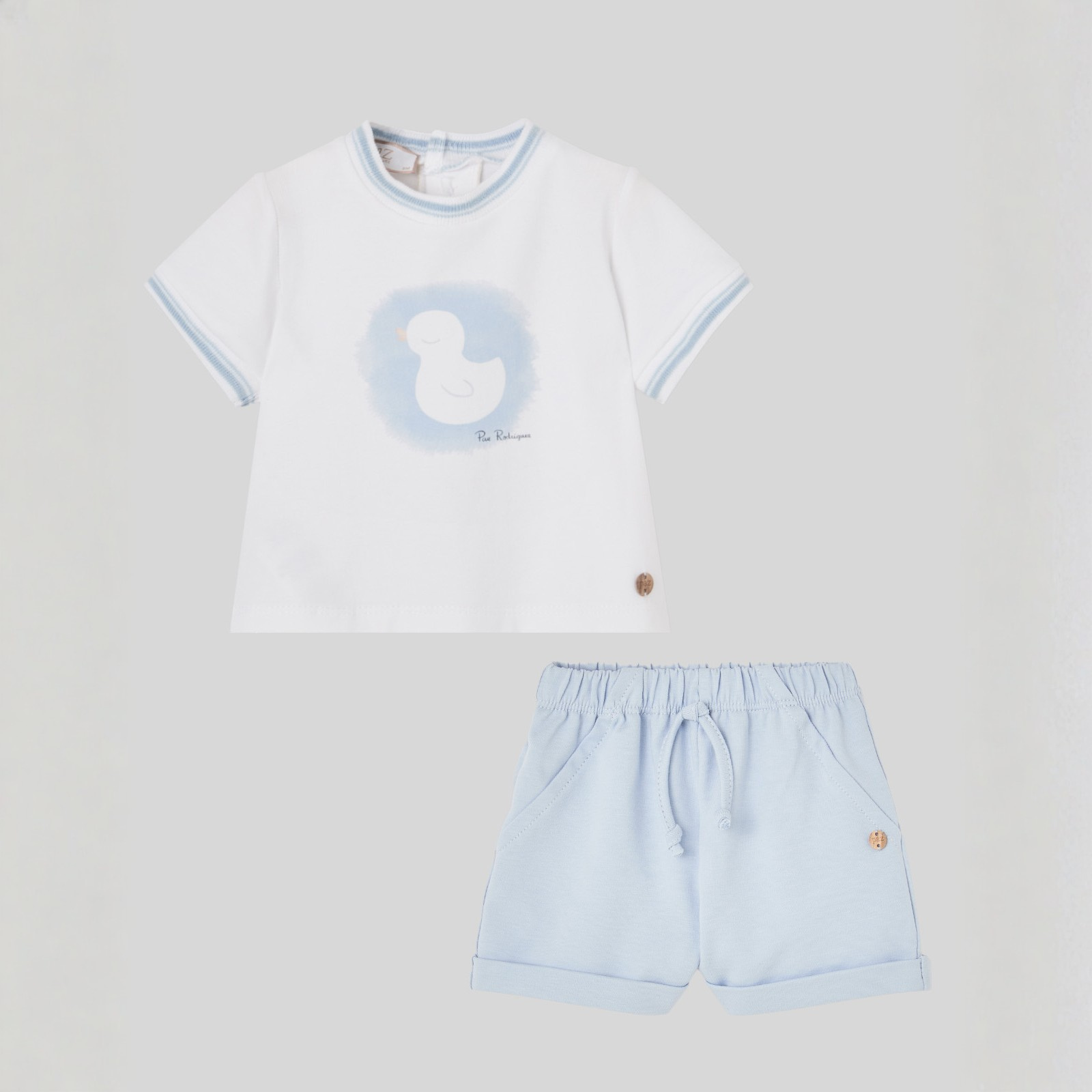 Conjunto camisola e calção azul bebé menino da Paz Rodriguez "Cua Cua"