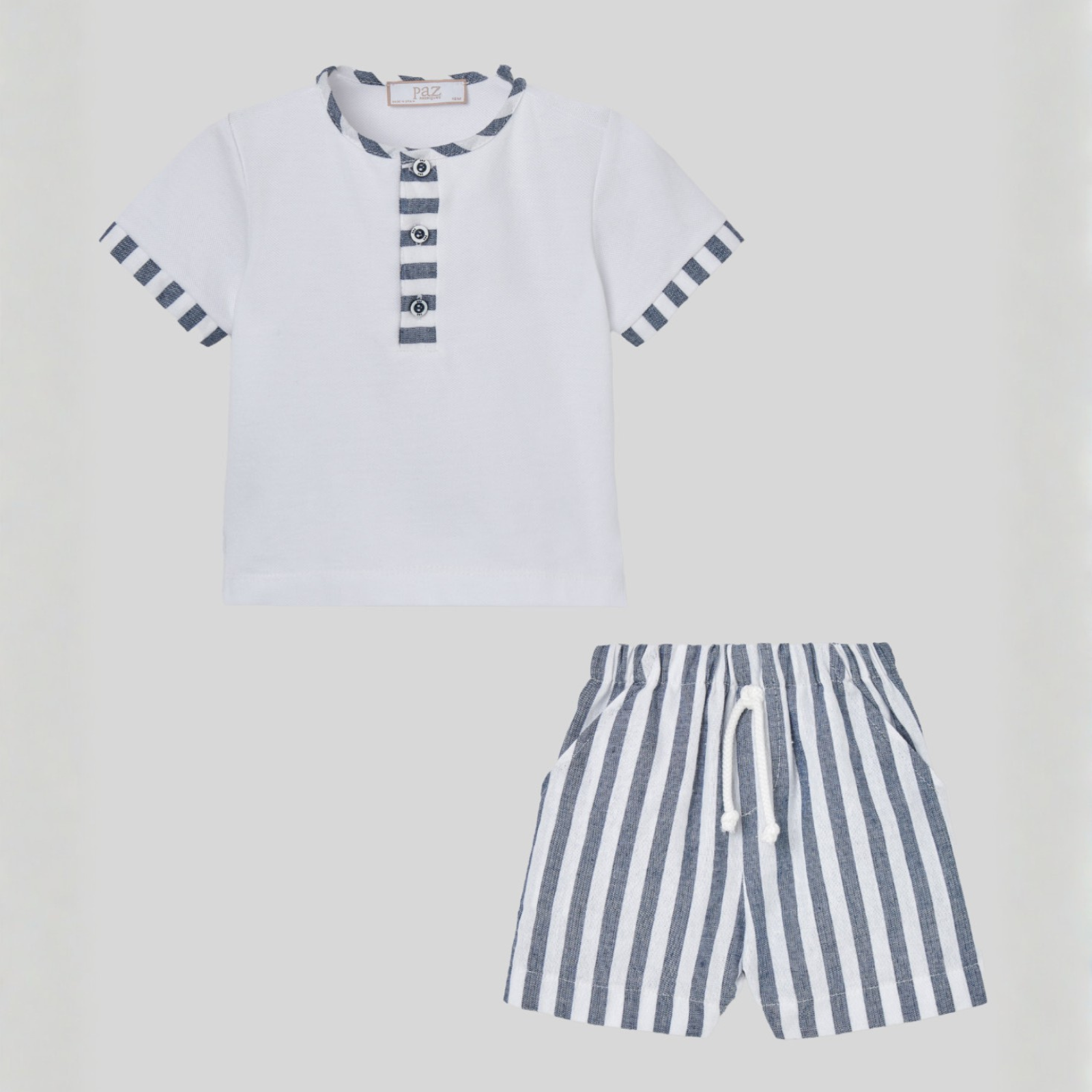 Conjunto t-shirt e calção branco e azul marinho da Paz Rodriguez "Eslora"