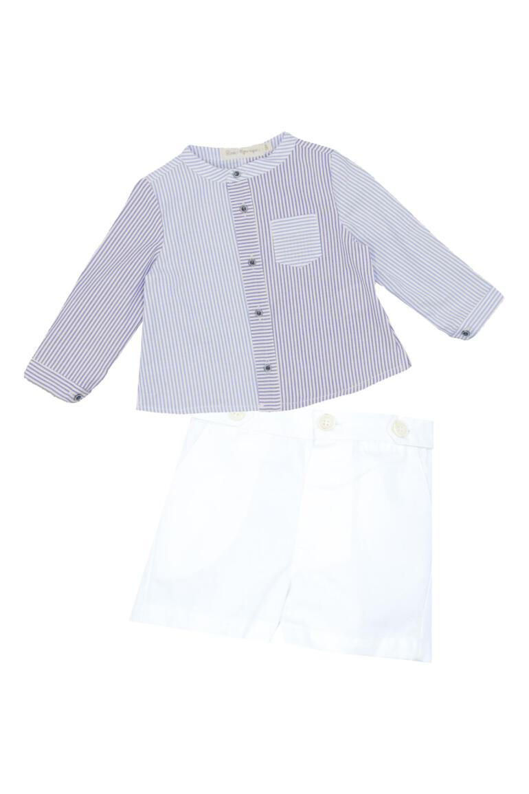 Camisa estampada riscas azul marinho e azul claro da Fina Ejerique "NAVY"