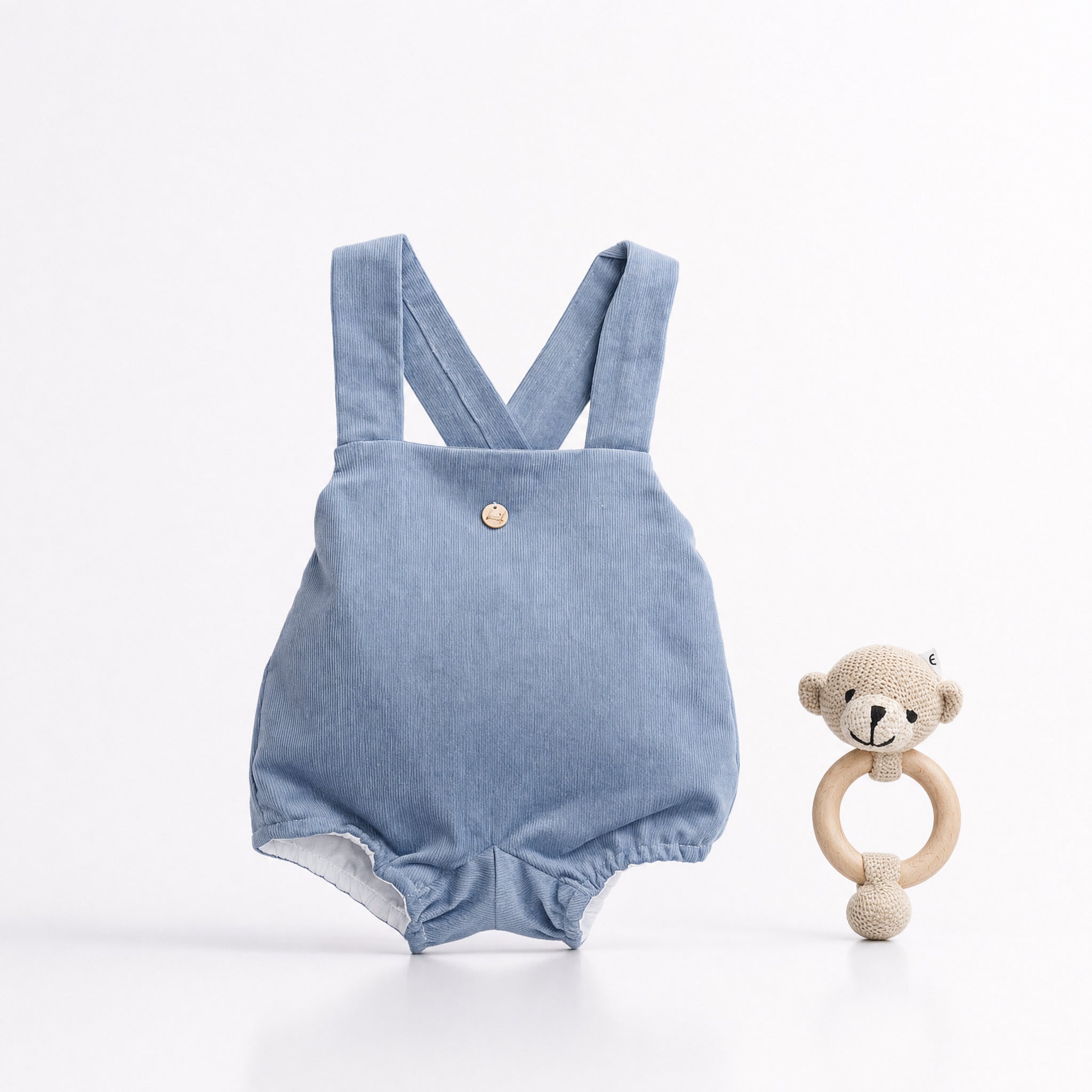 Conjunto blusa vichy e jardineira azul bruma da Pangasa "Brume"