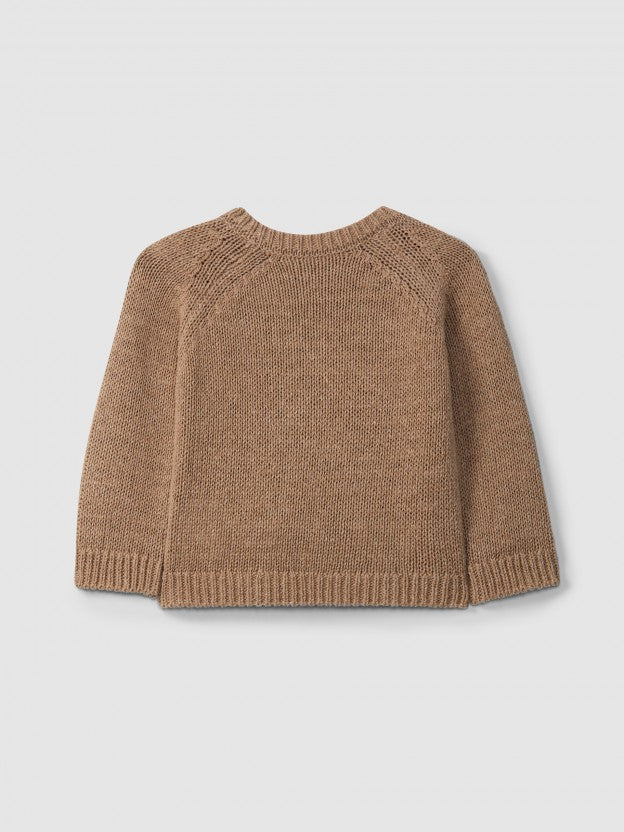 Camisola camel jacquard decote redondo da Snug