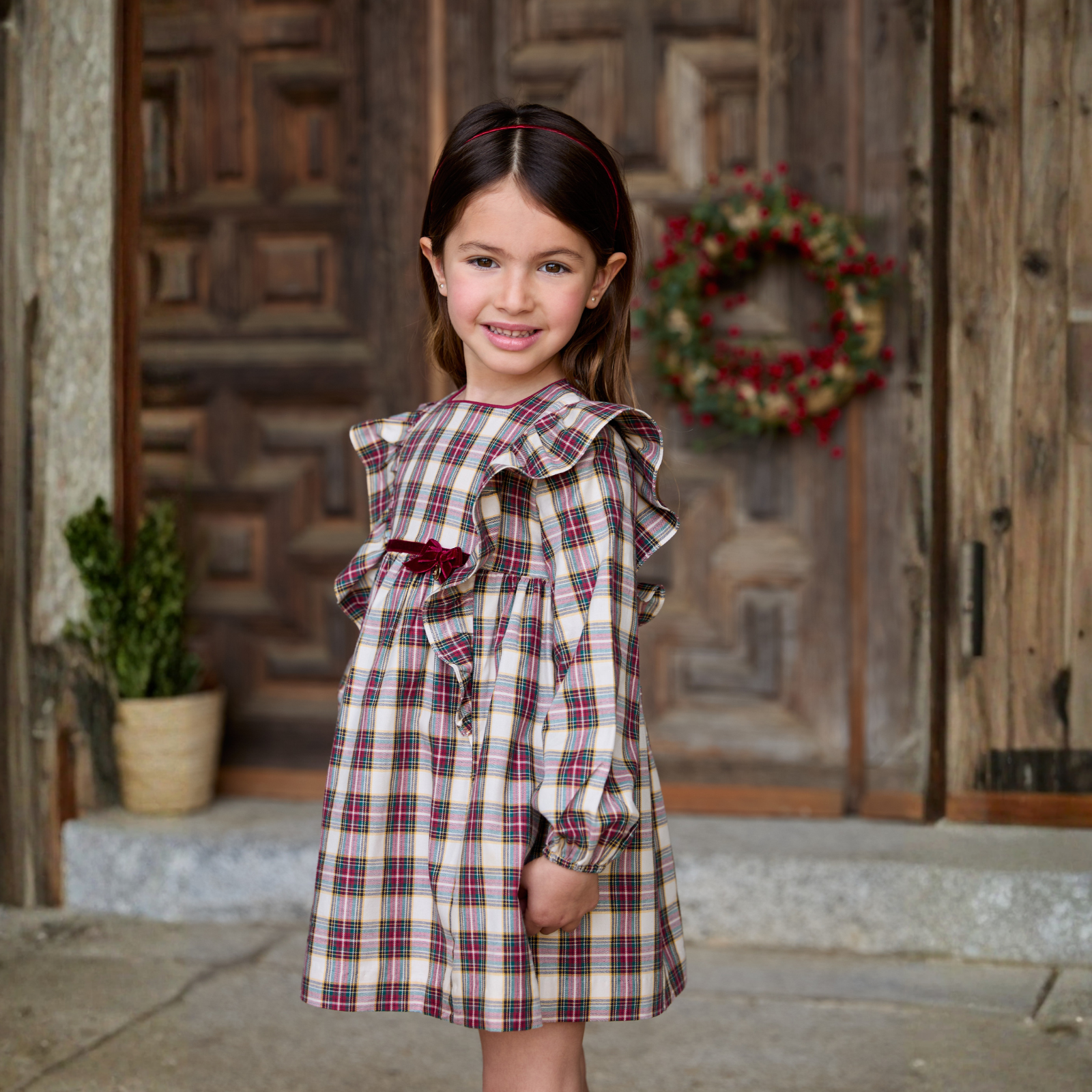 Vestido xadrez com folho da Martín Aranda "Tineo"