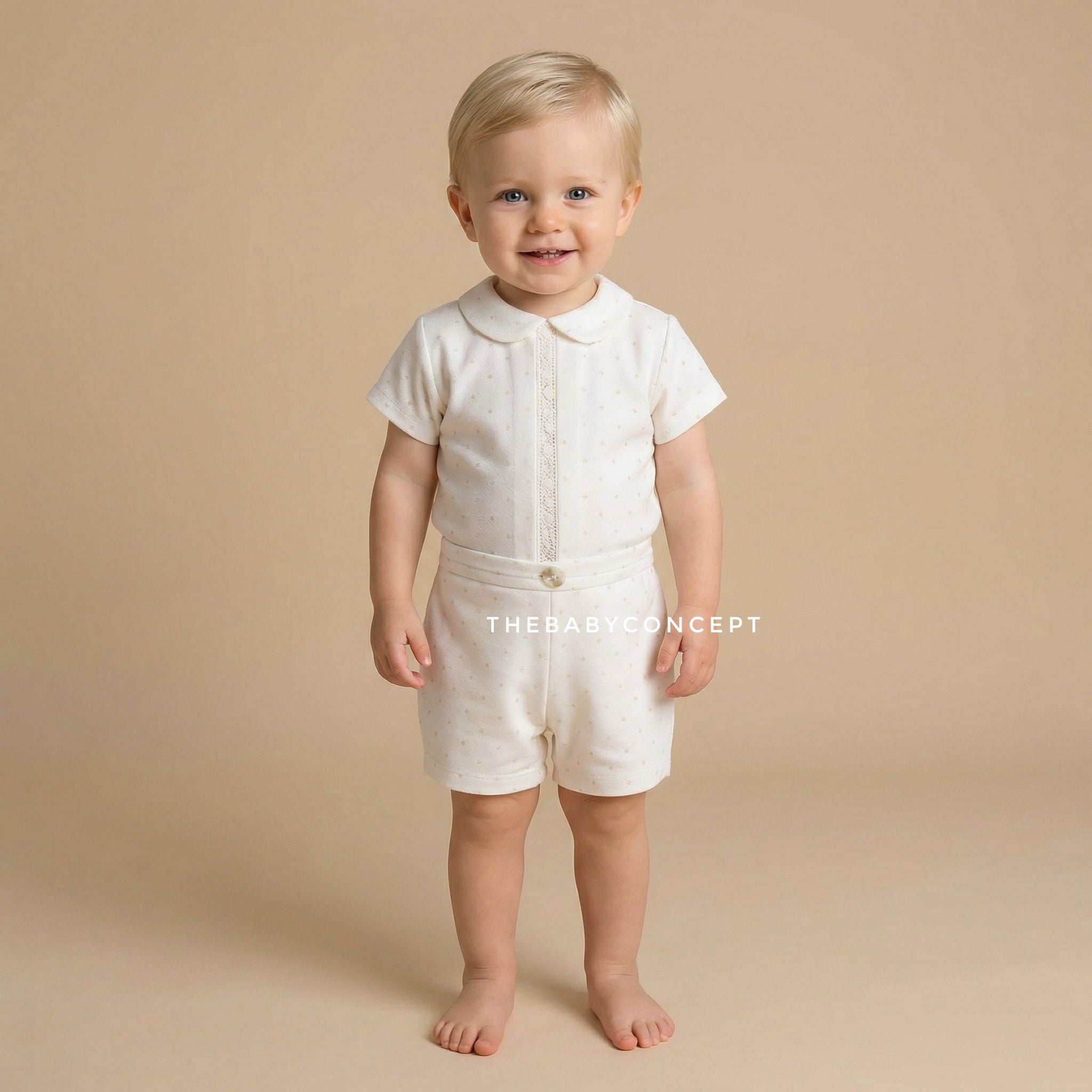 Conjunto camisa e calção para cerimónia em organza plumeti da Niseret