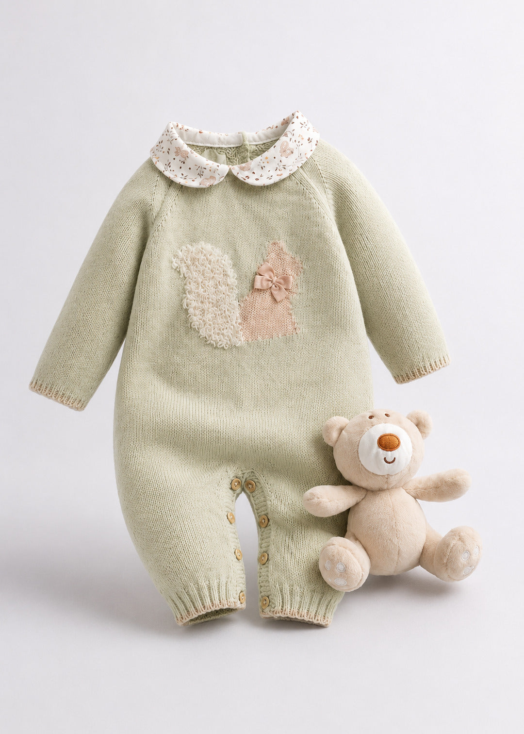 Babygrow de malha verde da Pangasa "Ardilla"
