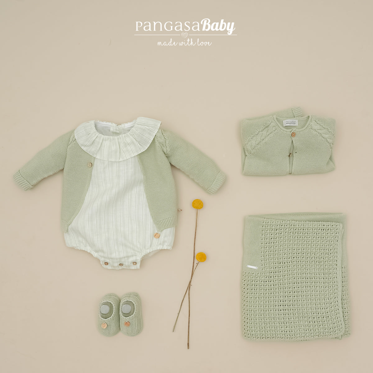 Fofo verde com riscas para bebé da Pangasa