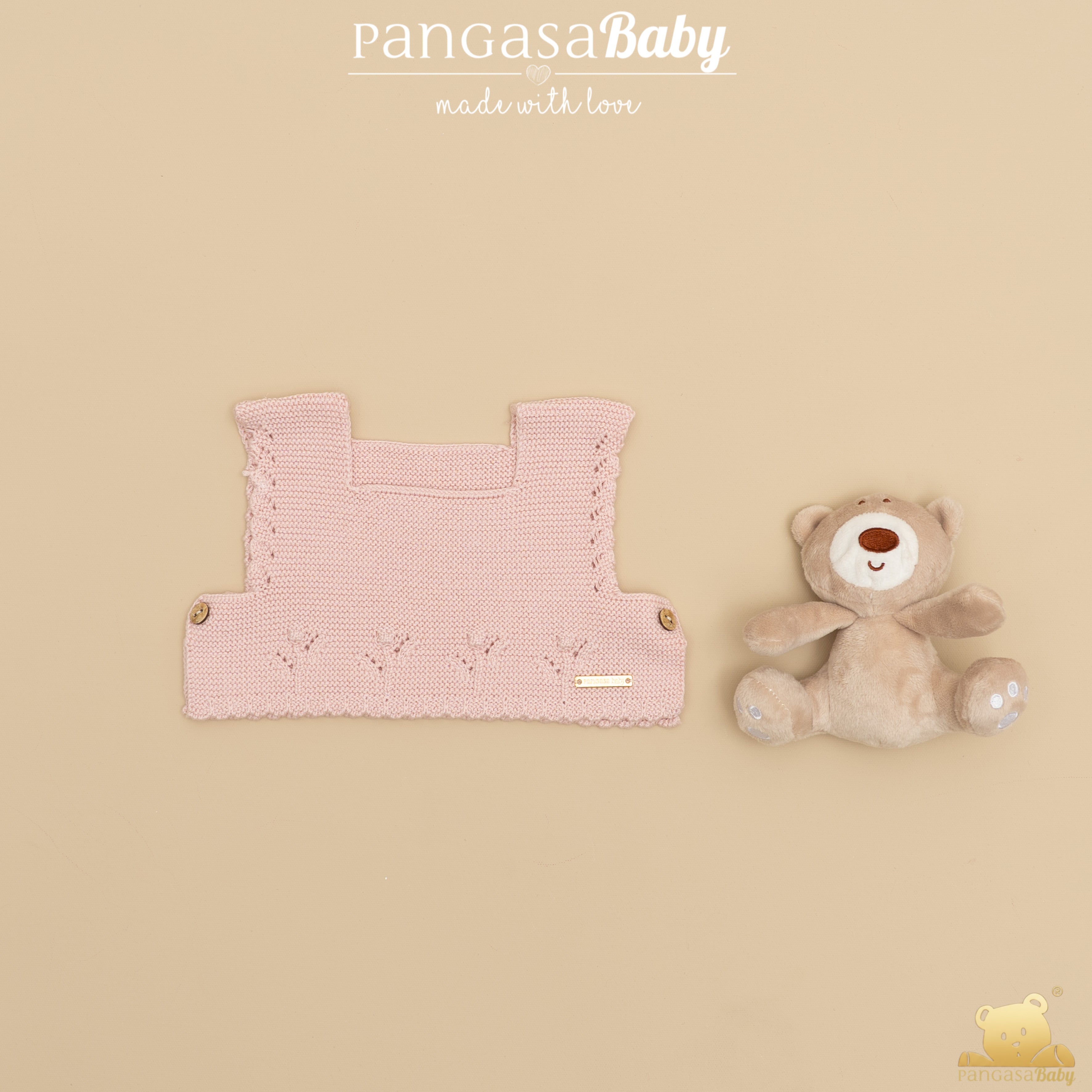 Fofo estampado floral com colete de malha rosa da Pangasa