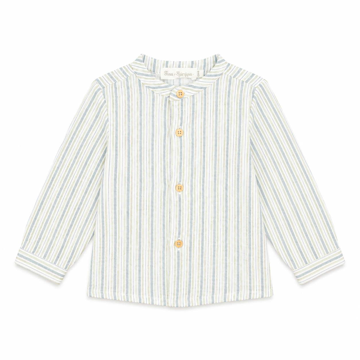 Conjunto Camisa em listras azuis e bege para menino da Fina Ejerique " Jade oak"