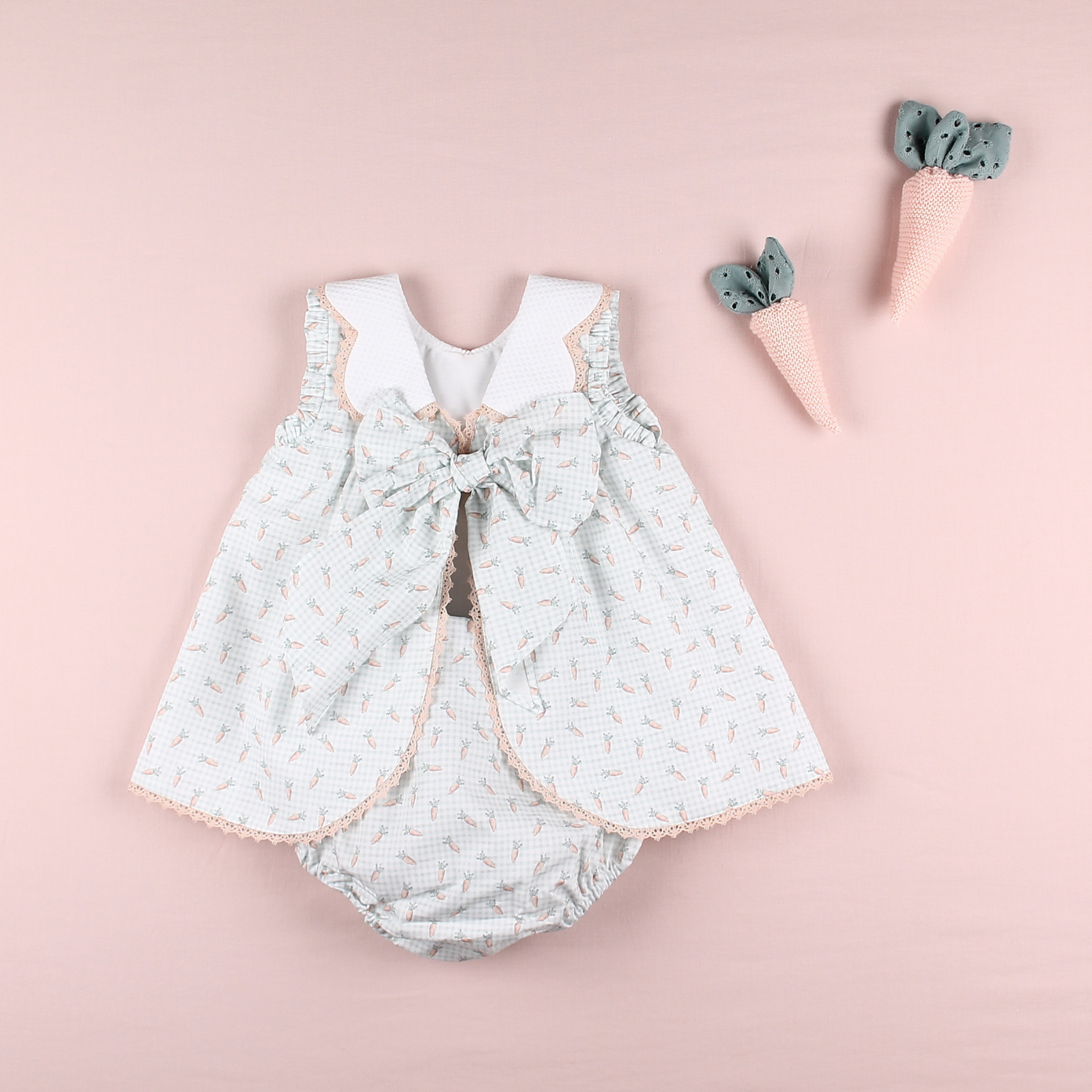 Vestido estampado e tapa fraldas para bebe menina da Foque "El Campo"