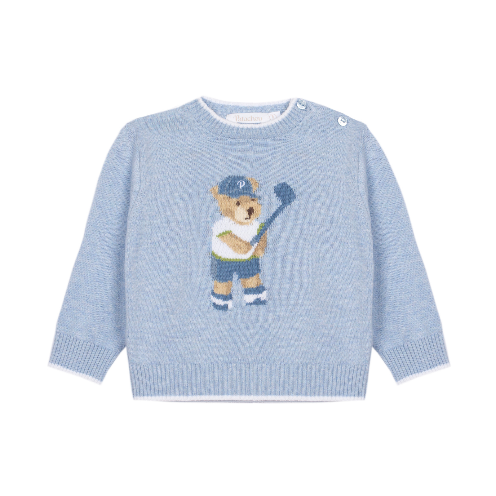 Camisola em malha menino com ursinho da Ptachou "Soft Blue"