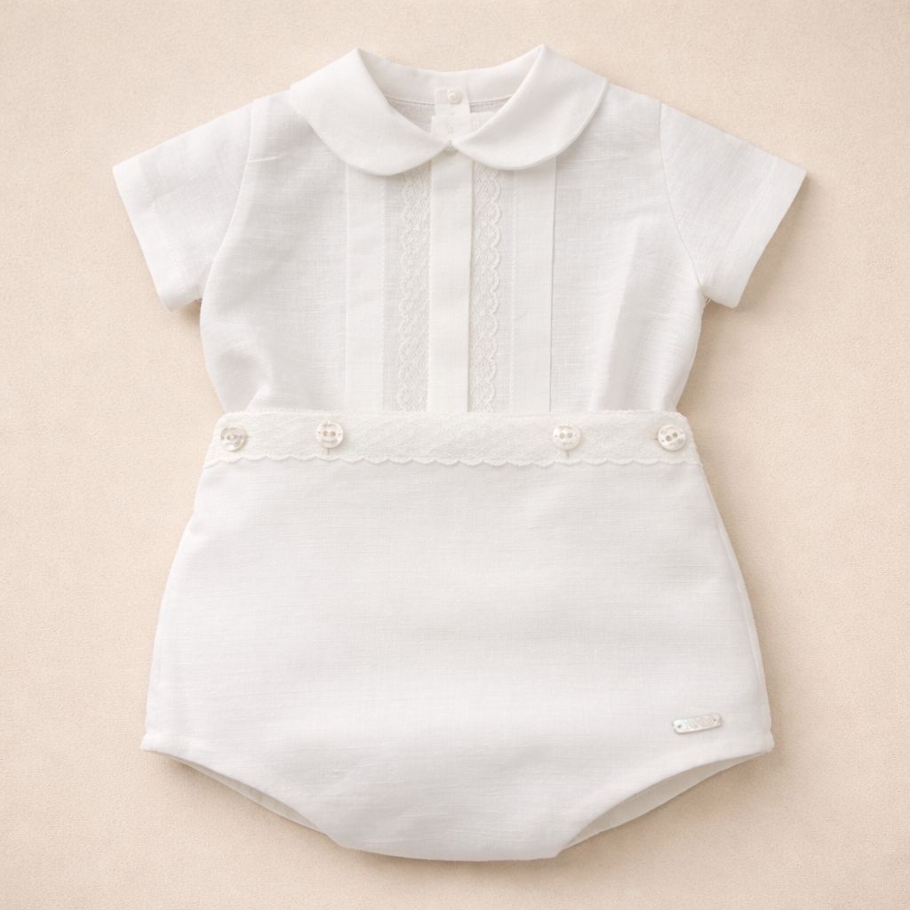 Conjunto blusa e calção pérola em linho cerimónia da Niseret