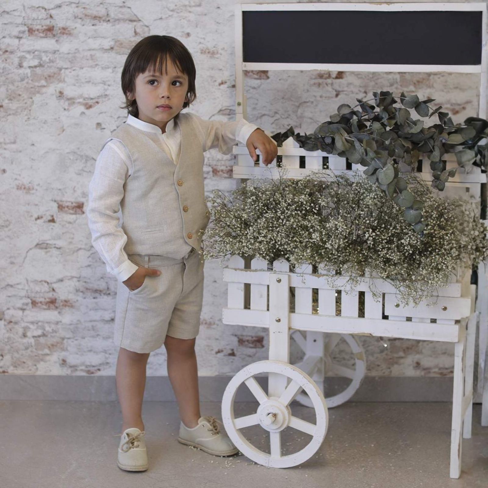 Colete linho bege cerimónia da Niseret