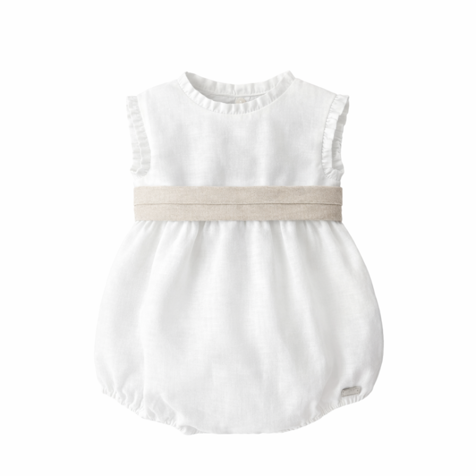 Fofo em linho com faixa bege a contrastar da Niseret