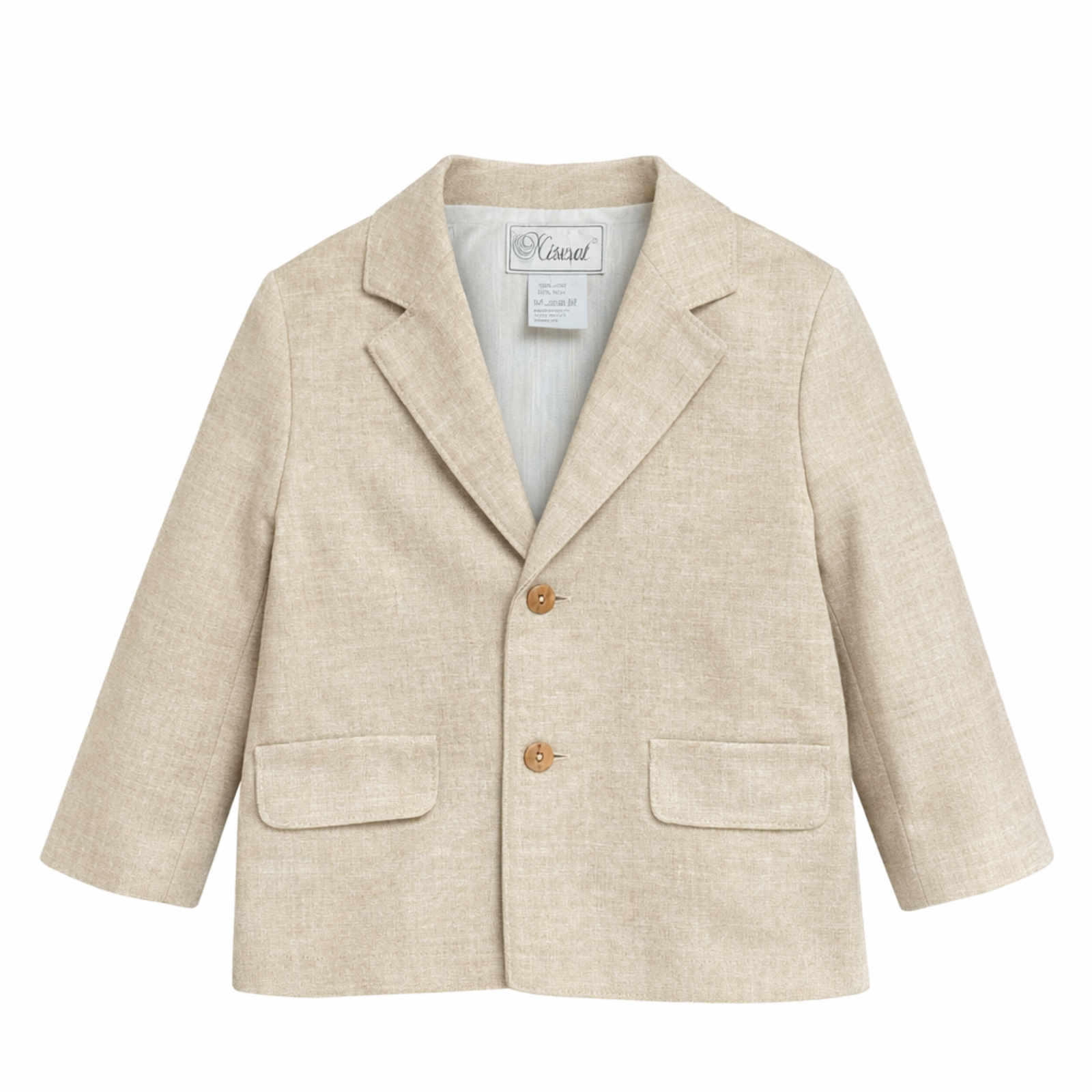 Blazer linho bege e botões madeira da Niseret