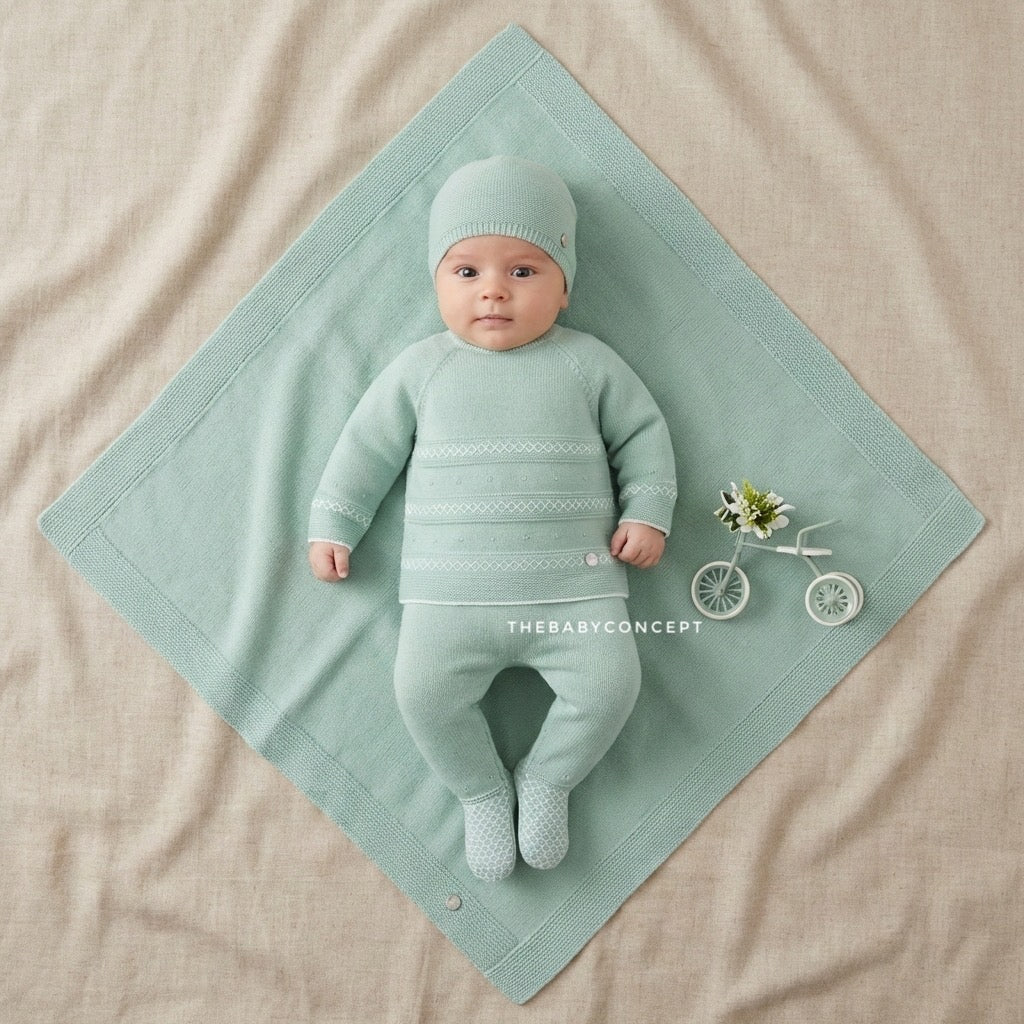 Conjunto recém nascido menino verde da Paz Rodriguez "Cauce"