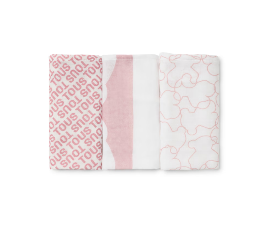 Pack 3 mini musselinas rosa da Tous “Mmuse”