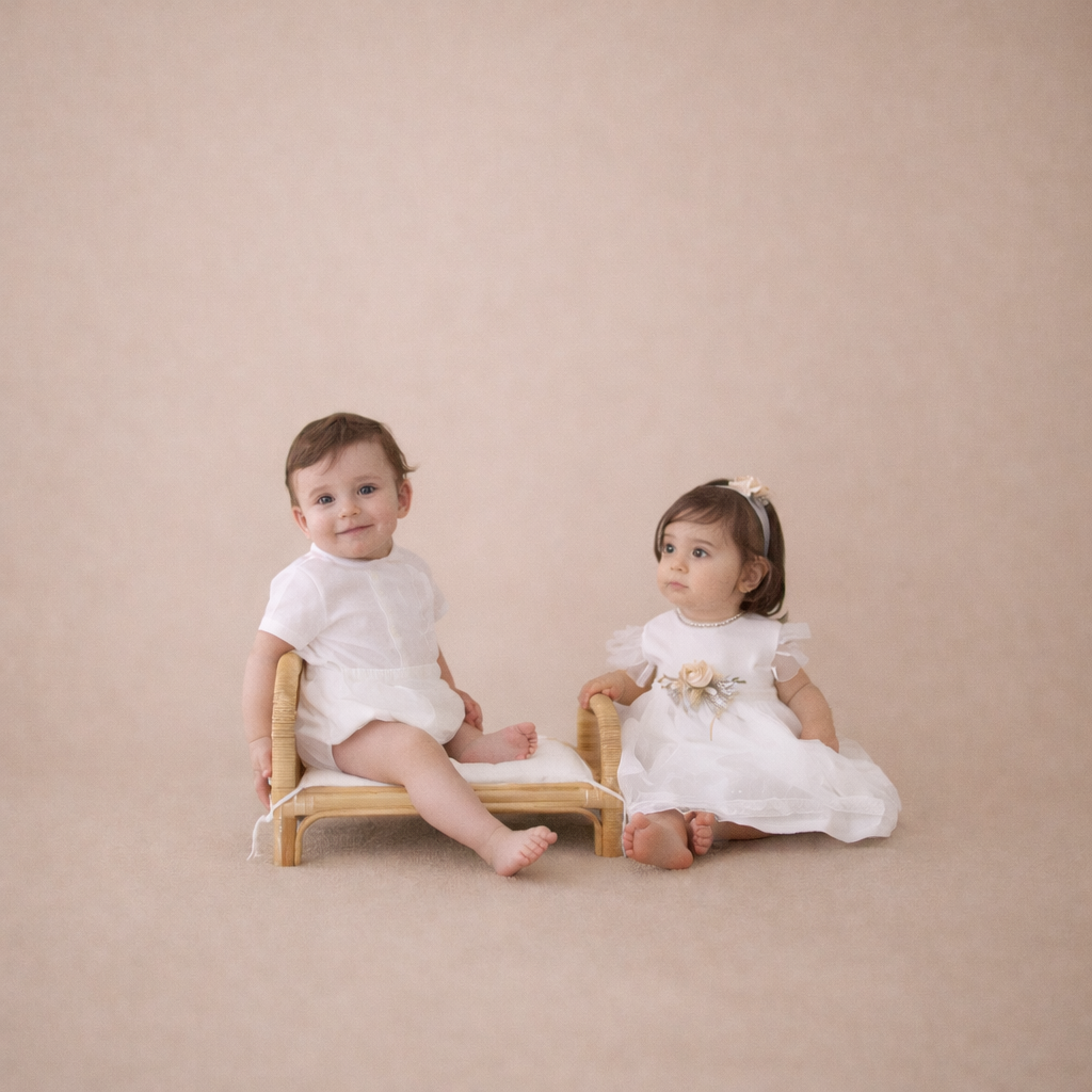 Conjunto blusa e calção bombacho em tom pérola cerimónia da Niseret