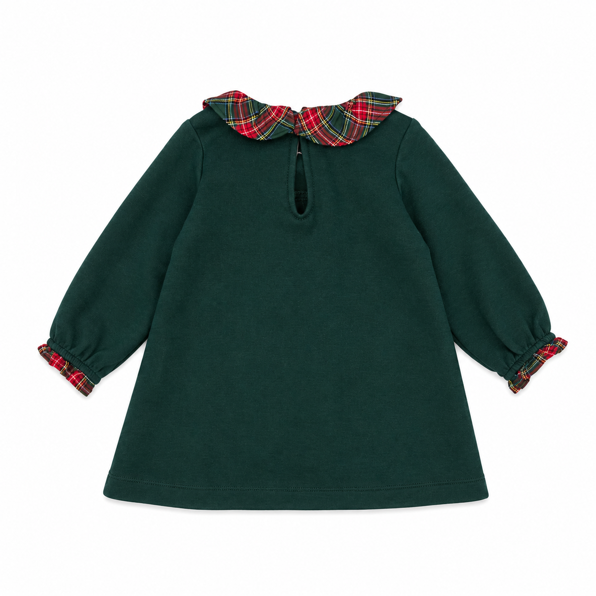 Vestido verde com gola xadrez para bebé menina da Fina Ejerique