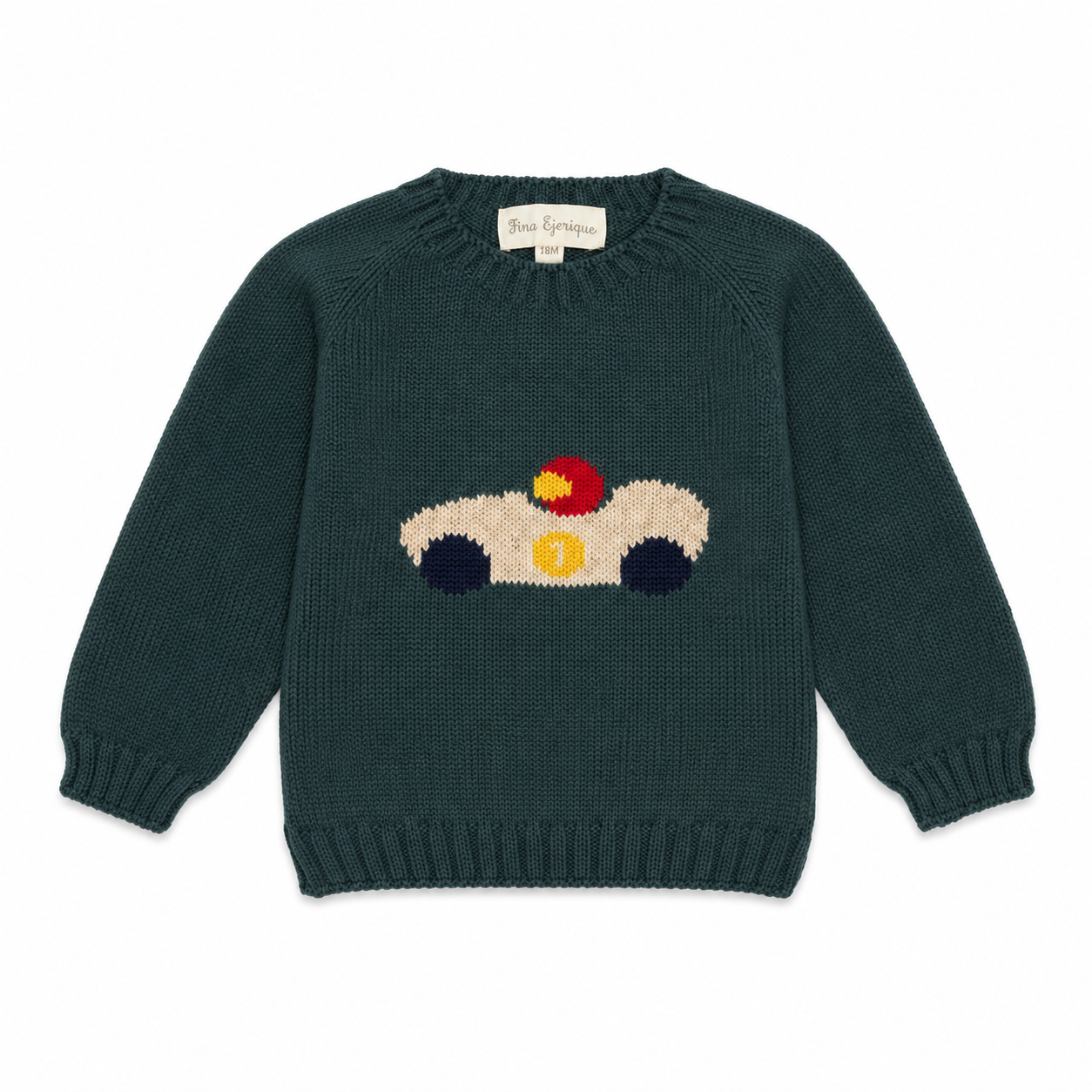 Camisola em malha verde com estampado de carro da Fina Ejerique "CHRISTMAS"