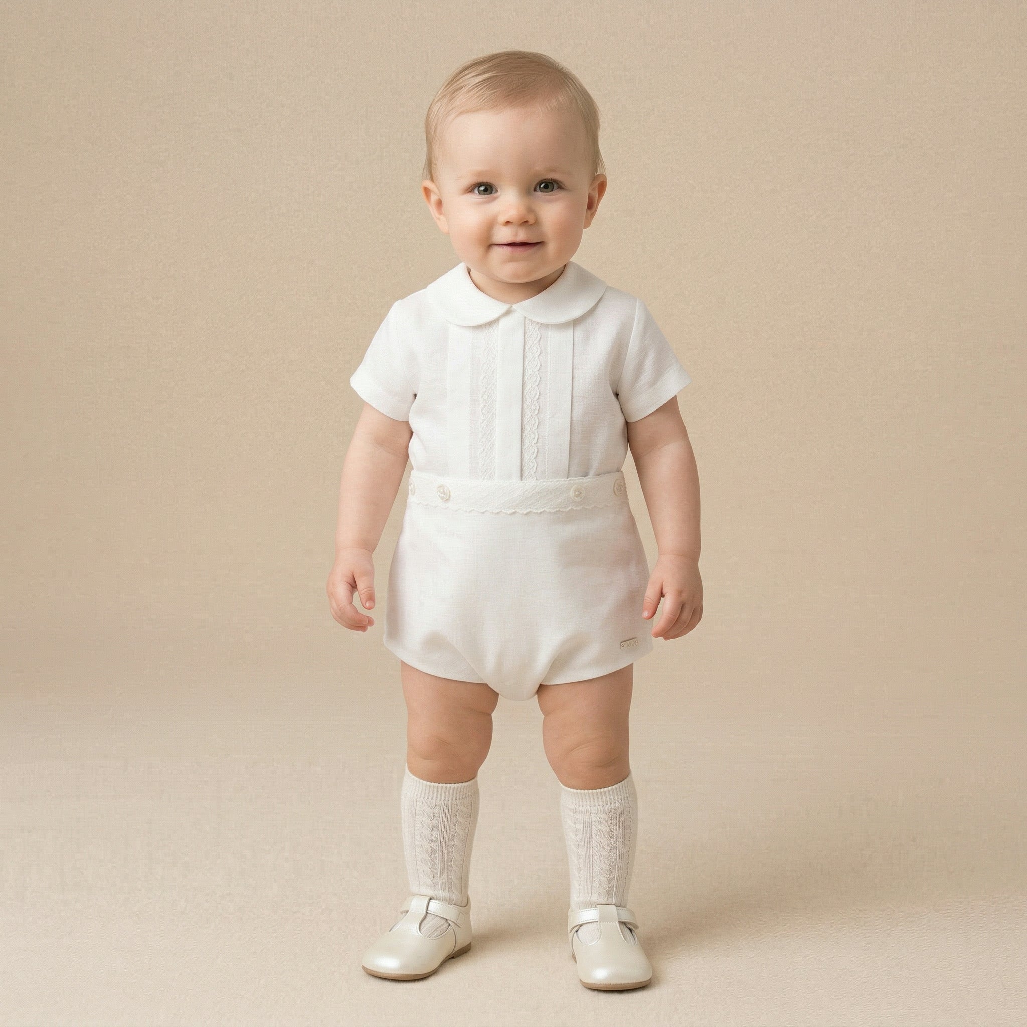 Conjunto blusa e calção pérola em linho cerimónia da Niseret