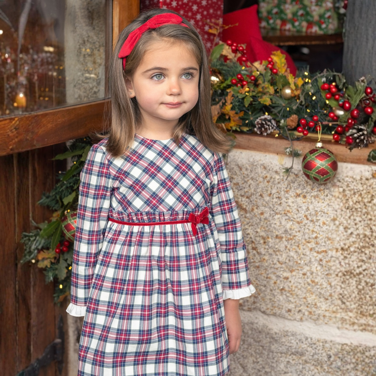 Vestido vermelho xadrez da Paz Rodriguez "Nadal"
