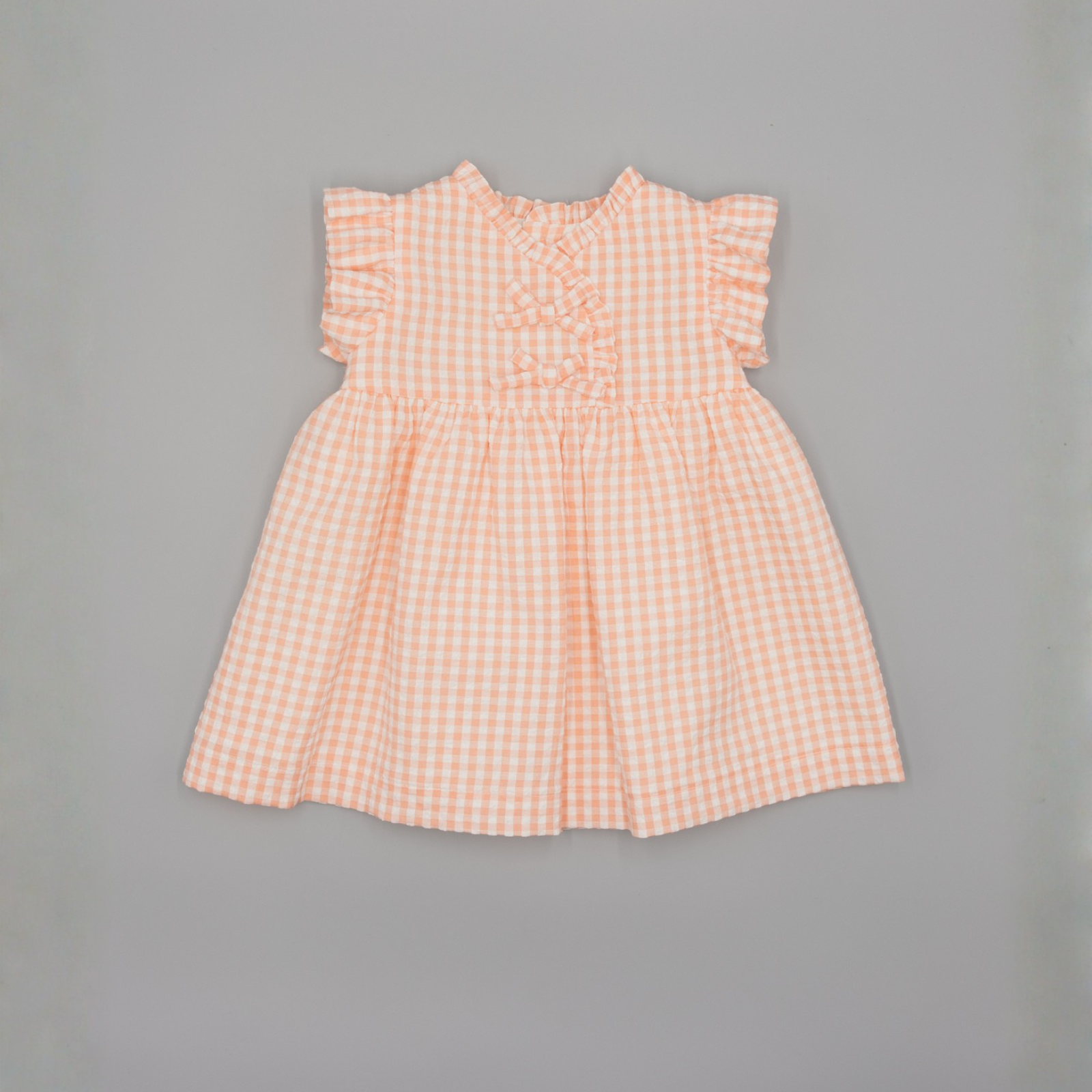 Vestido e tapa fraldas Vichy cor salmão da Fina Ejerique "PINK"