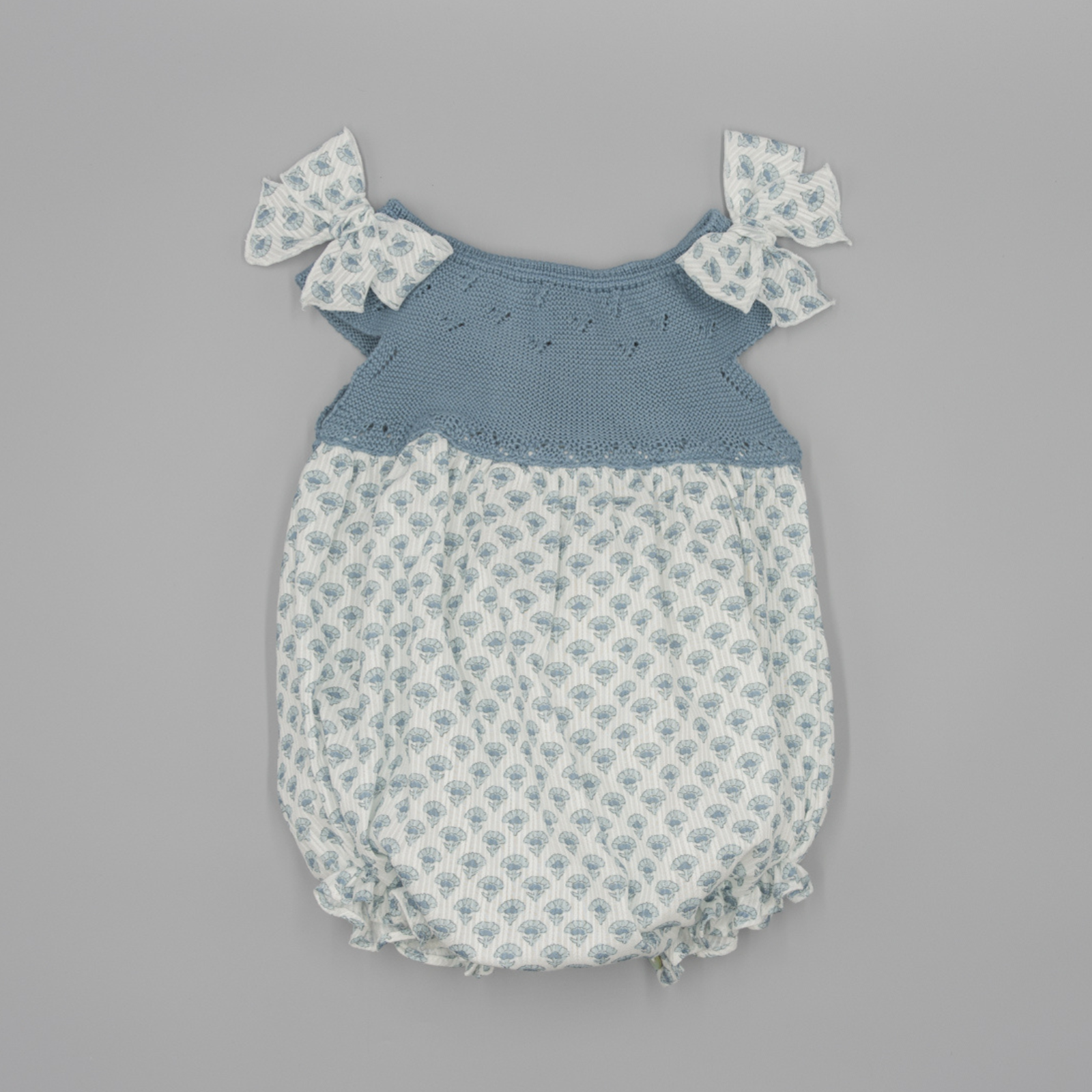 Fofo combinado cor petróleo com flores azuis para bebé menina da Fina Ejerique"BLUE"