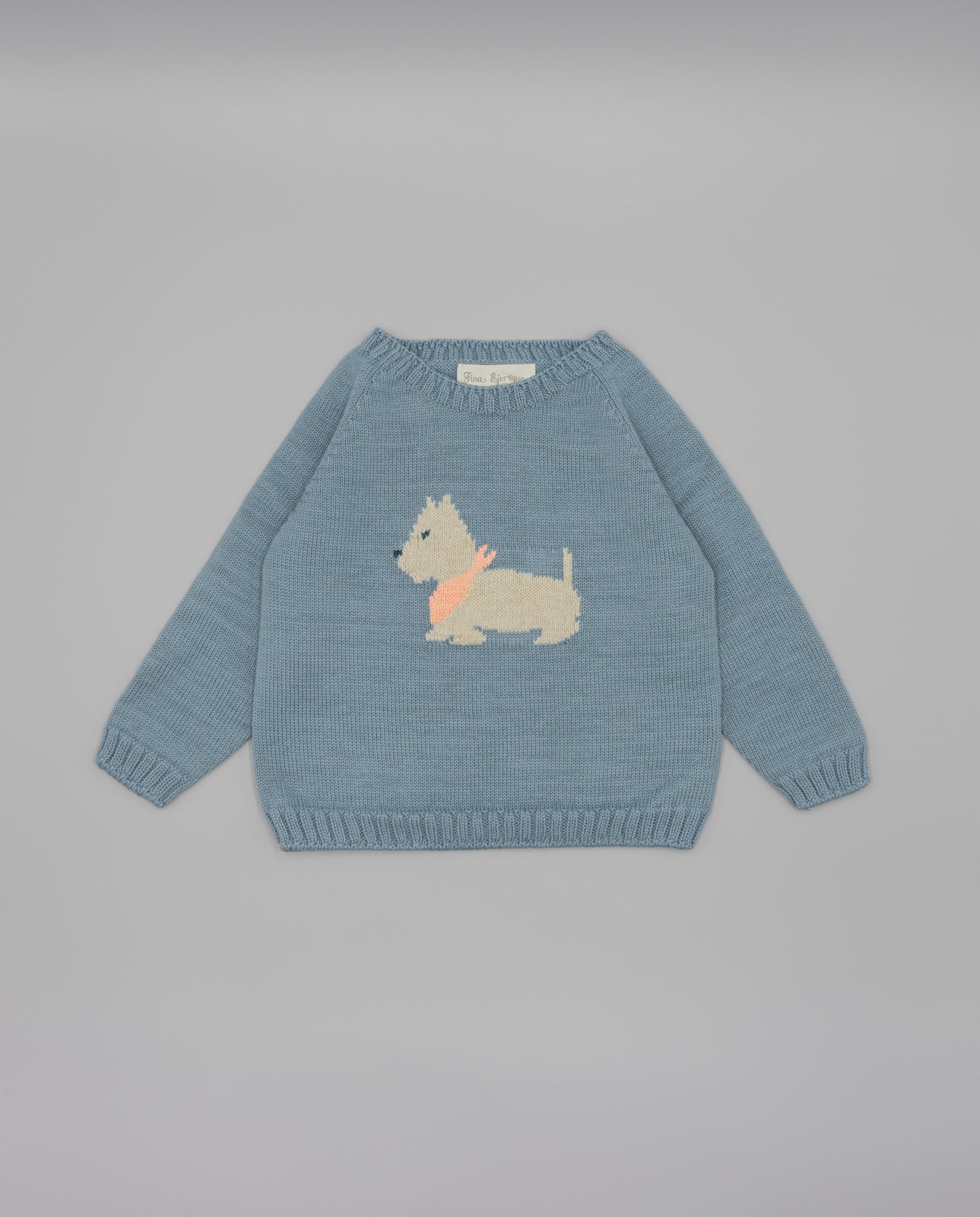 Camisola em malha azul petróleo com cãozinho da Fina Ejerique "PINK"