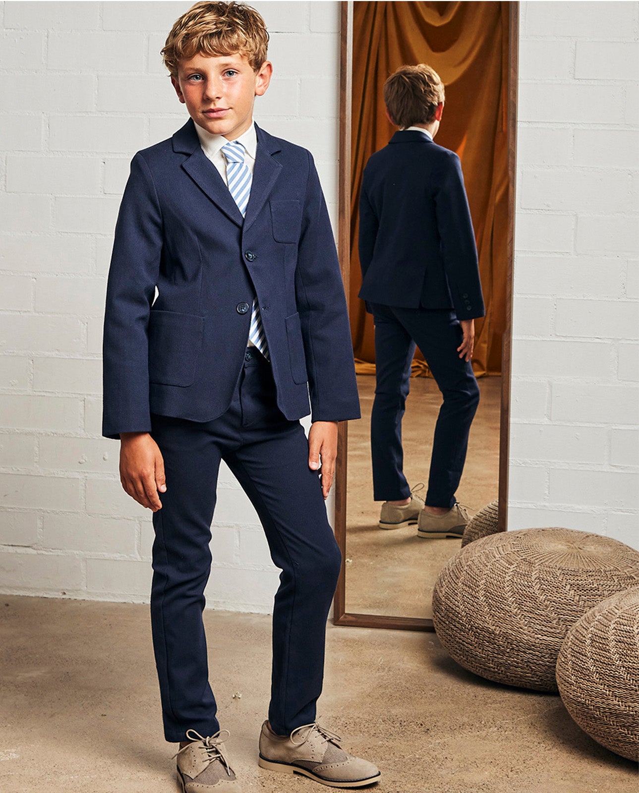 Blazer em piqué azul marinho para menino da Fina Ejerique