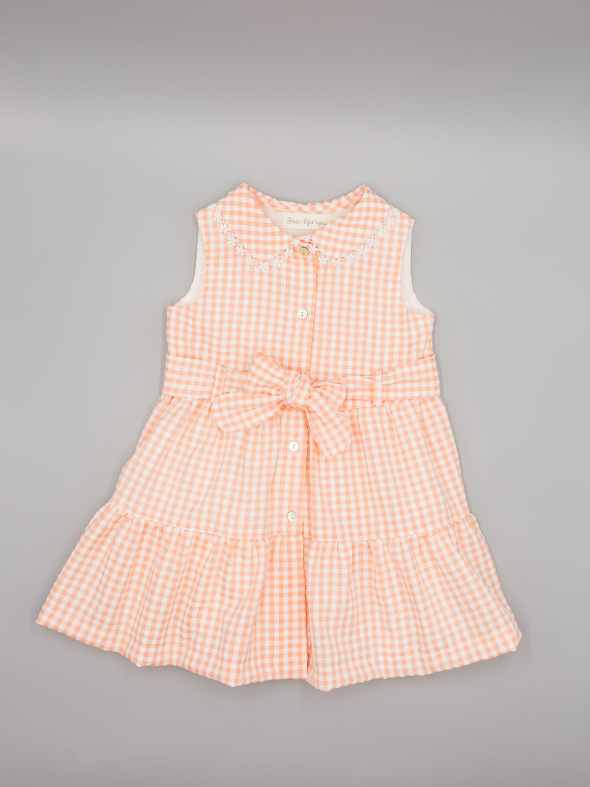 Vestido camiseiro vichy cor salão para menina da Fina Ejerique "PINK"
