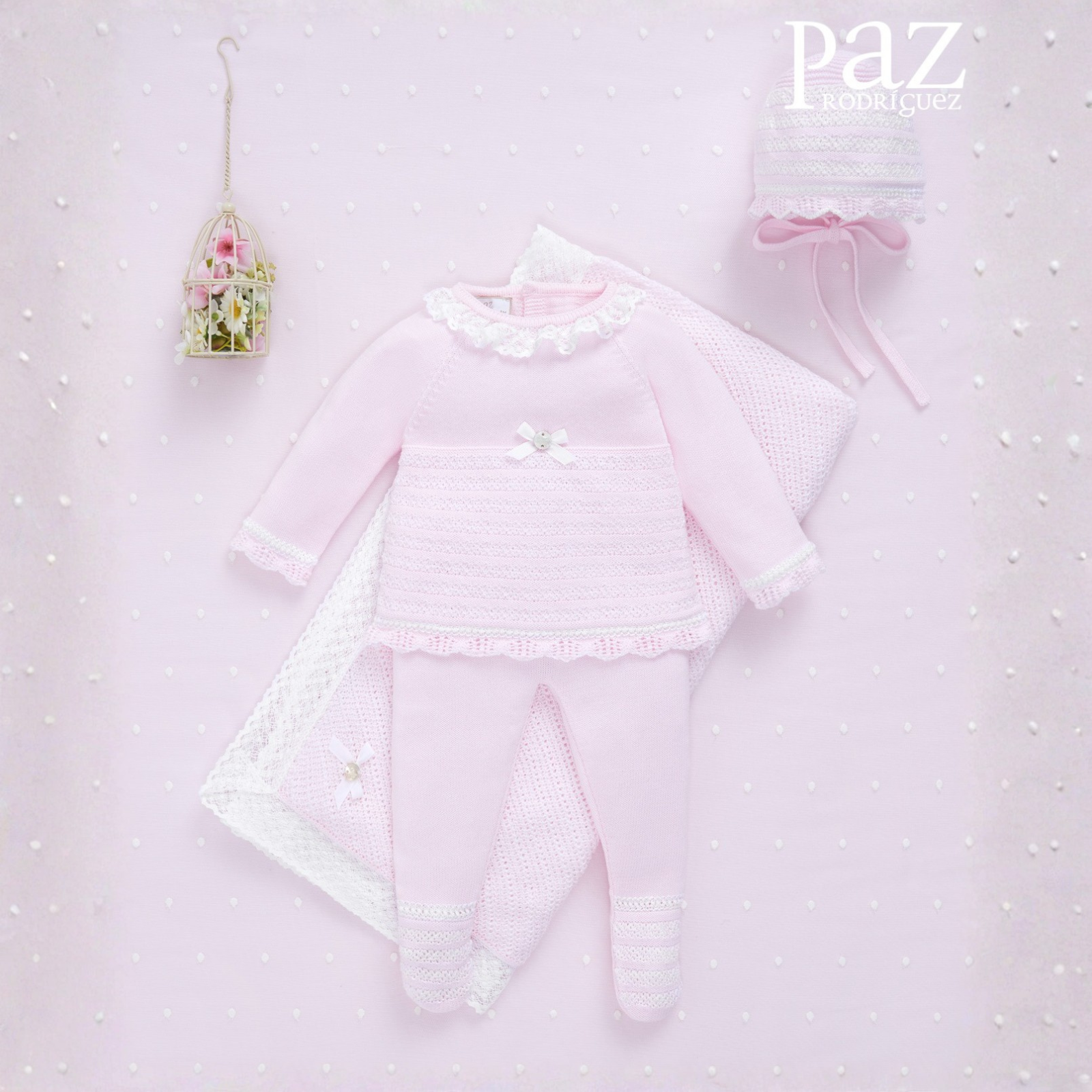 Conjunto recém nascido menina rosa da Paz Rodriguez "Alaia"