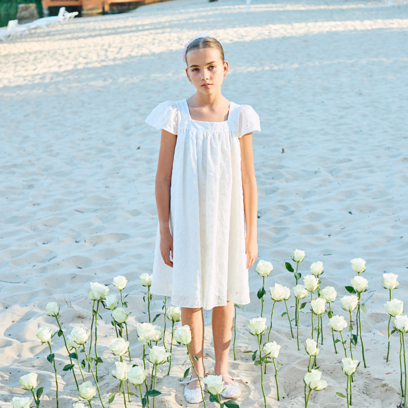 Vestido tons pérola para menina da Patachou "Party White"
