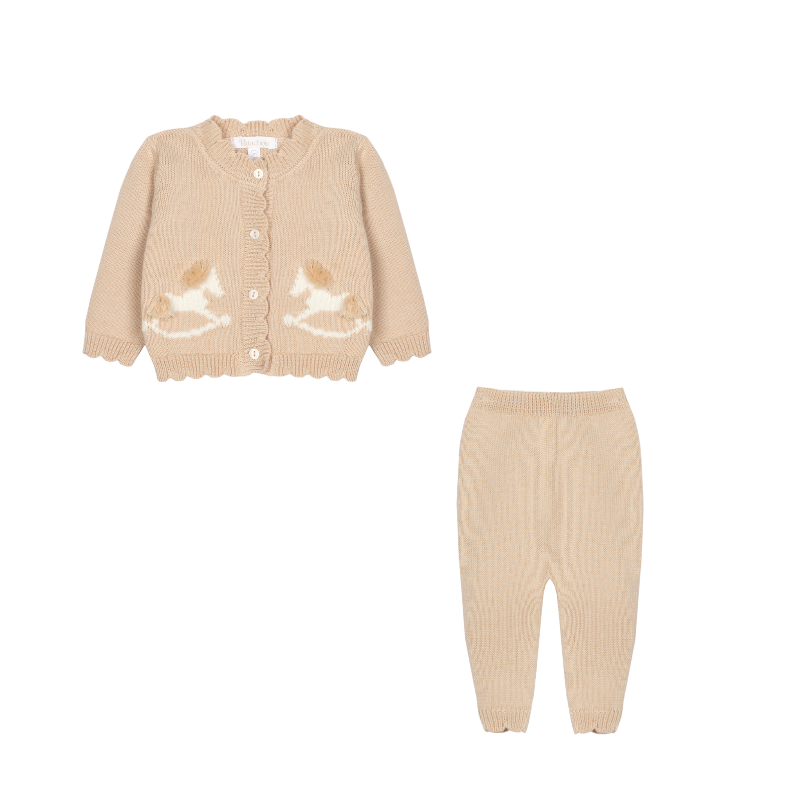 Conjunto casaco e calça bege para bebe da Patachou "Nature"