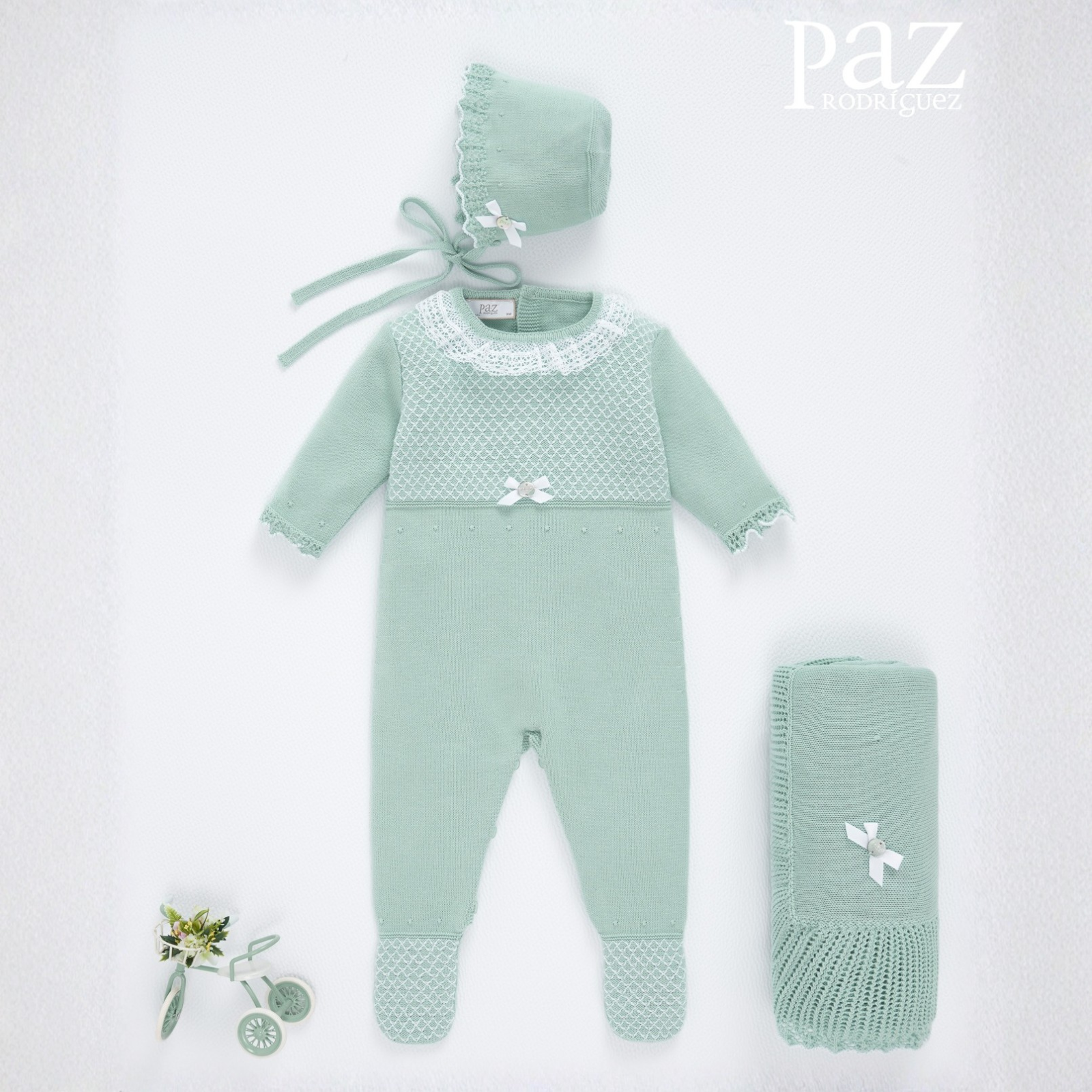 Babygrow em malha verde da Paz Rodriguez "Cauce"