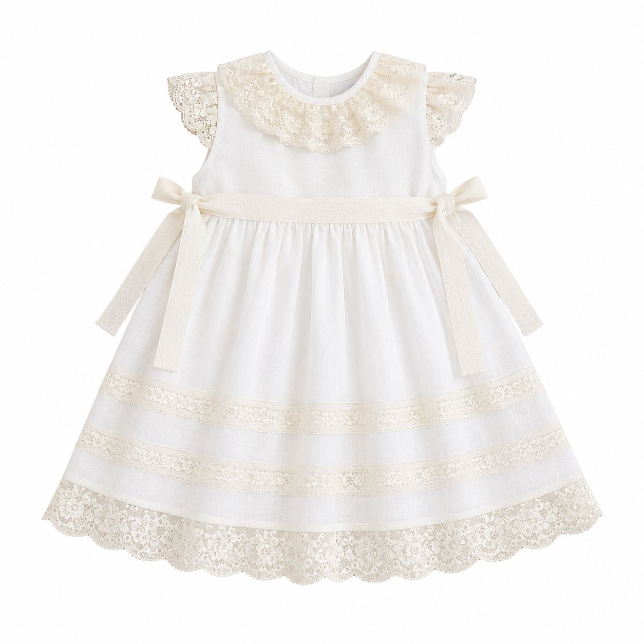 Vestido e tapa fraldas cerimónia com renda valenciana da "The Baby Concept"