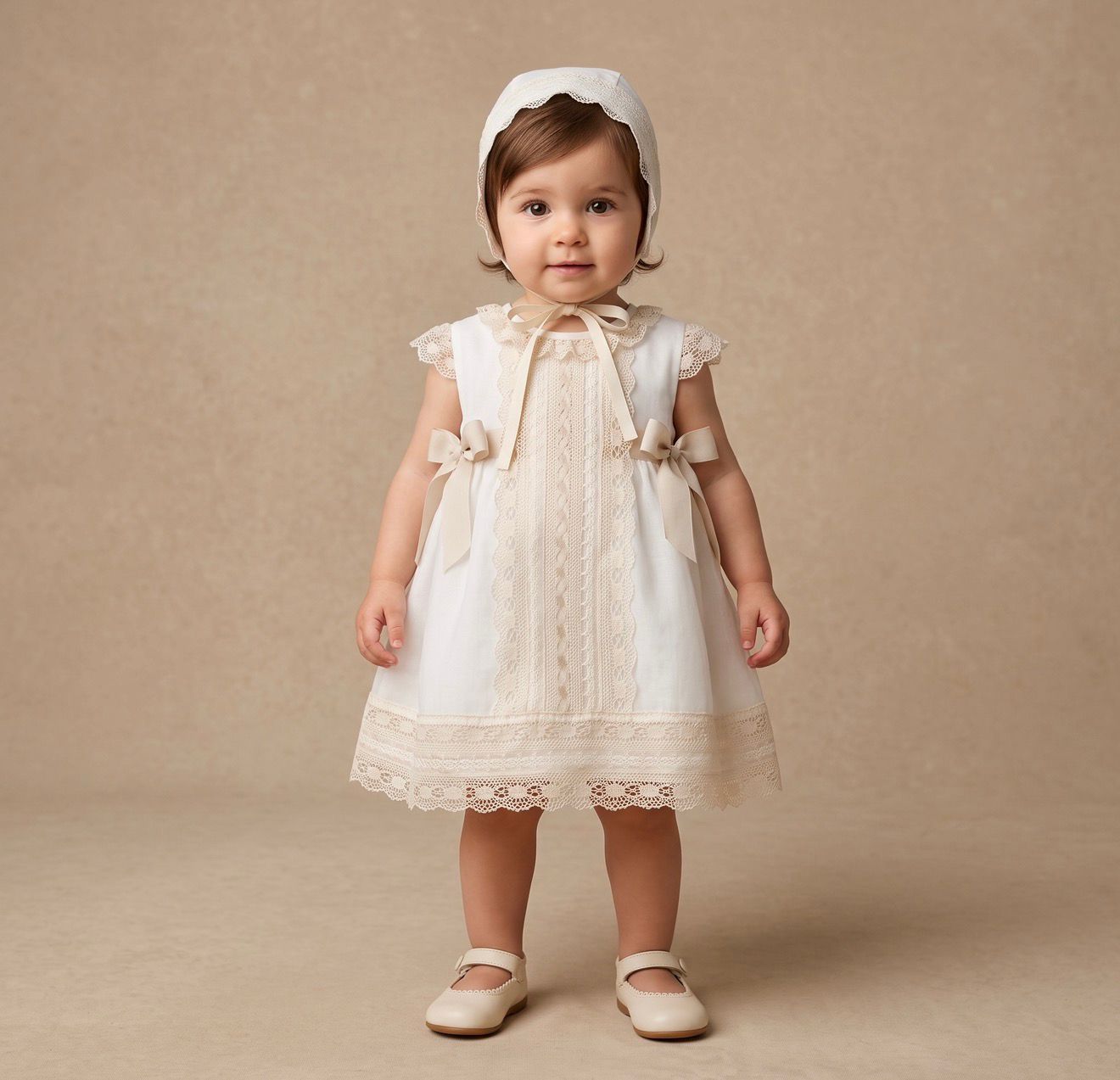 Vestido cerimónia com renda de algodão da "The Baby Concept"