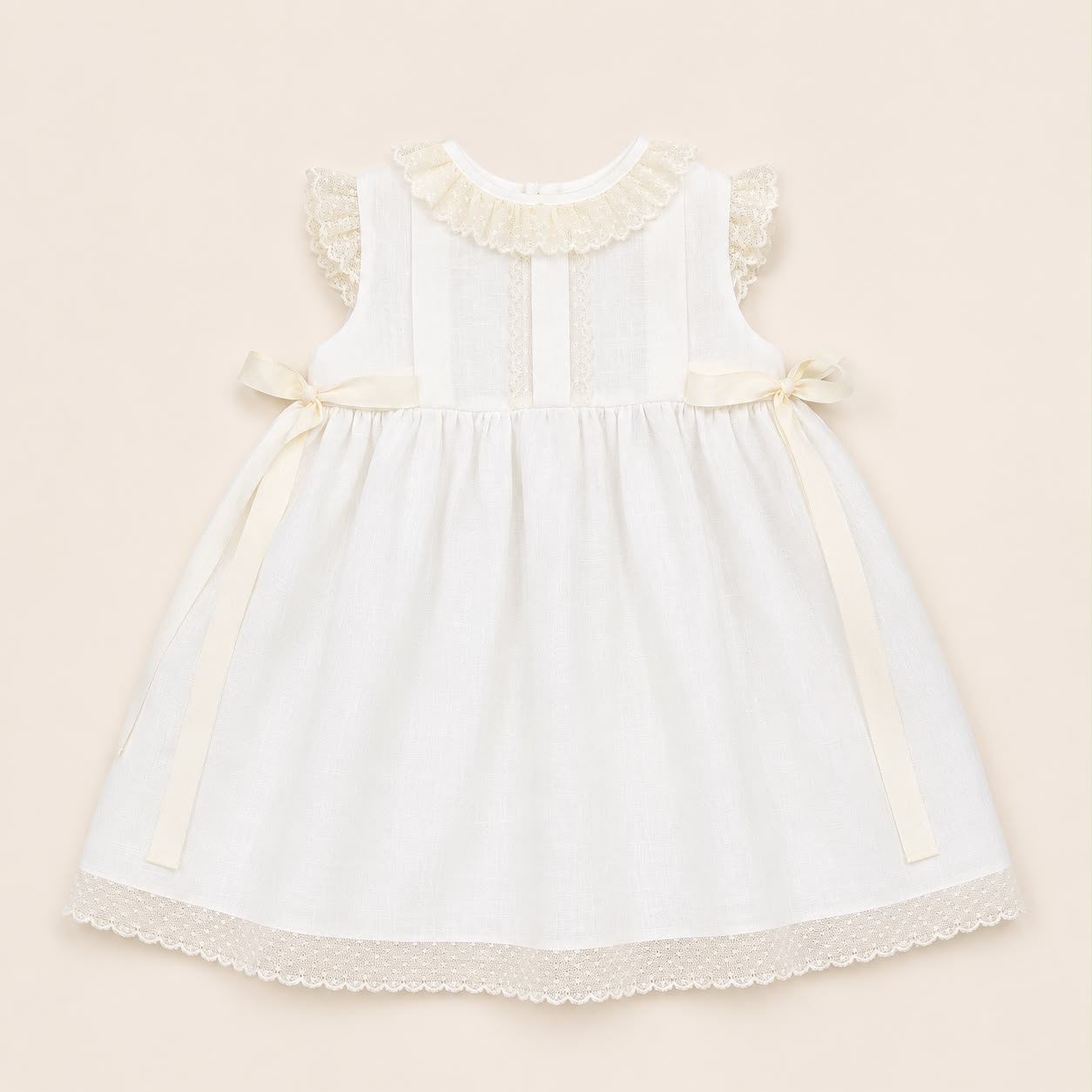 Vestido cerimónia em linho com renda "The Baby Concept"