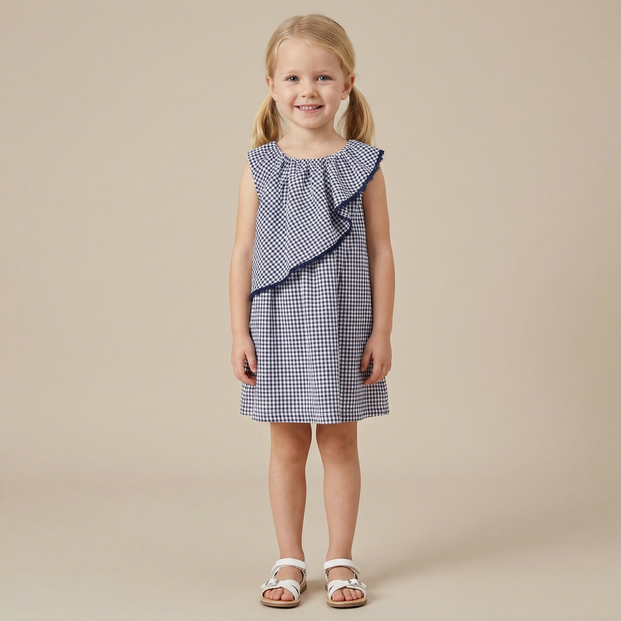 Vestido vichy azul marinho para menina Fina Ejeruque "NAVY"