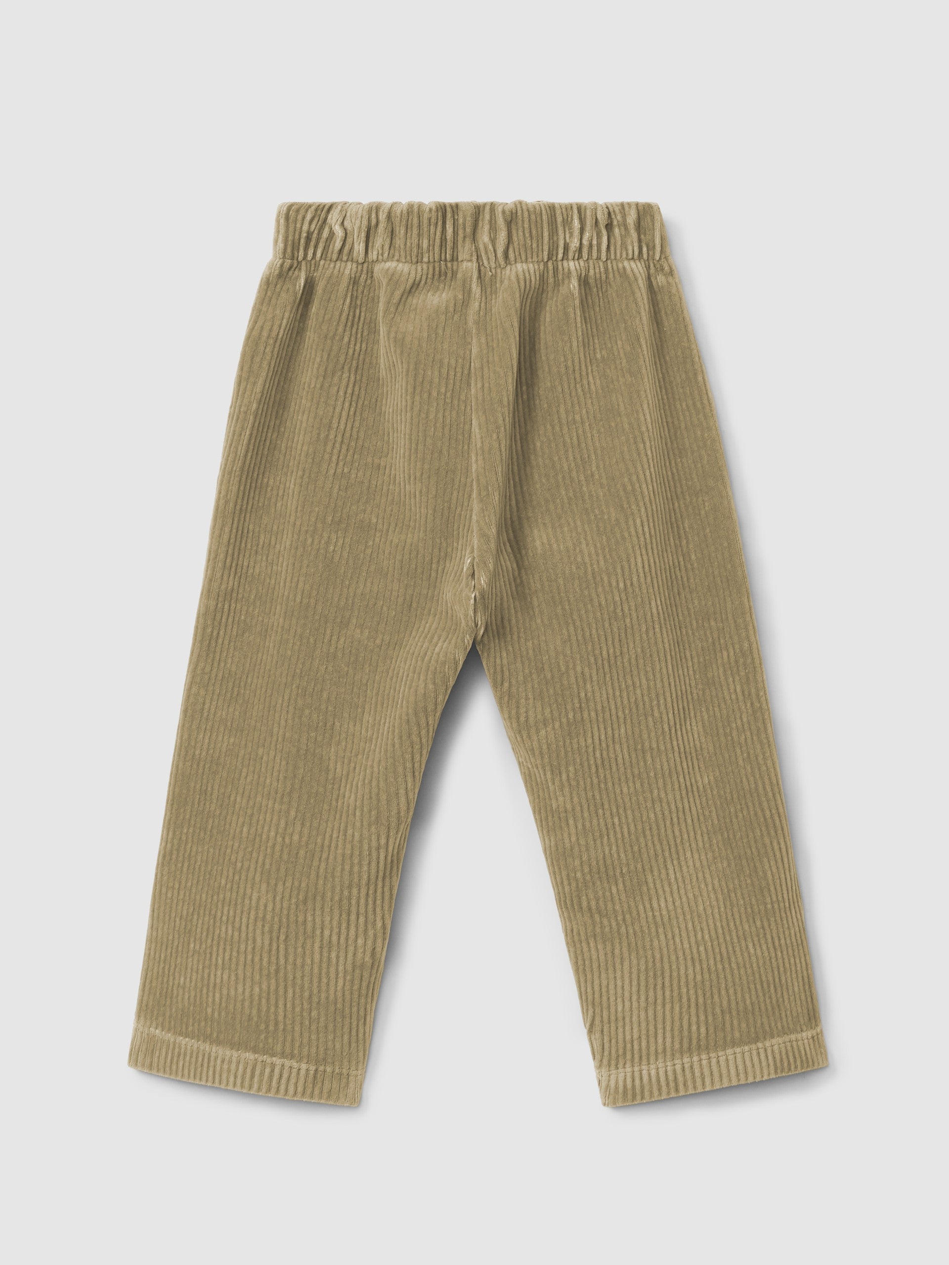 Calças pull-up wide leg bombazine verde caqui com fita da Laranjinha