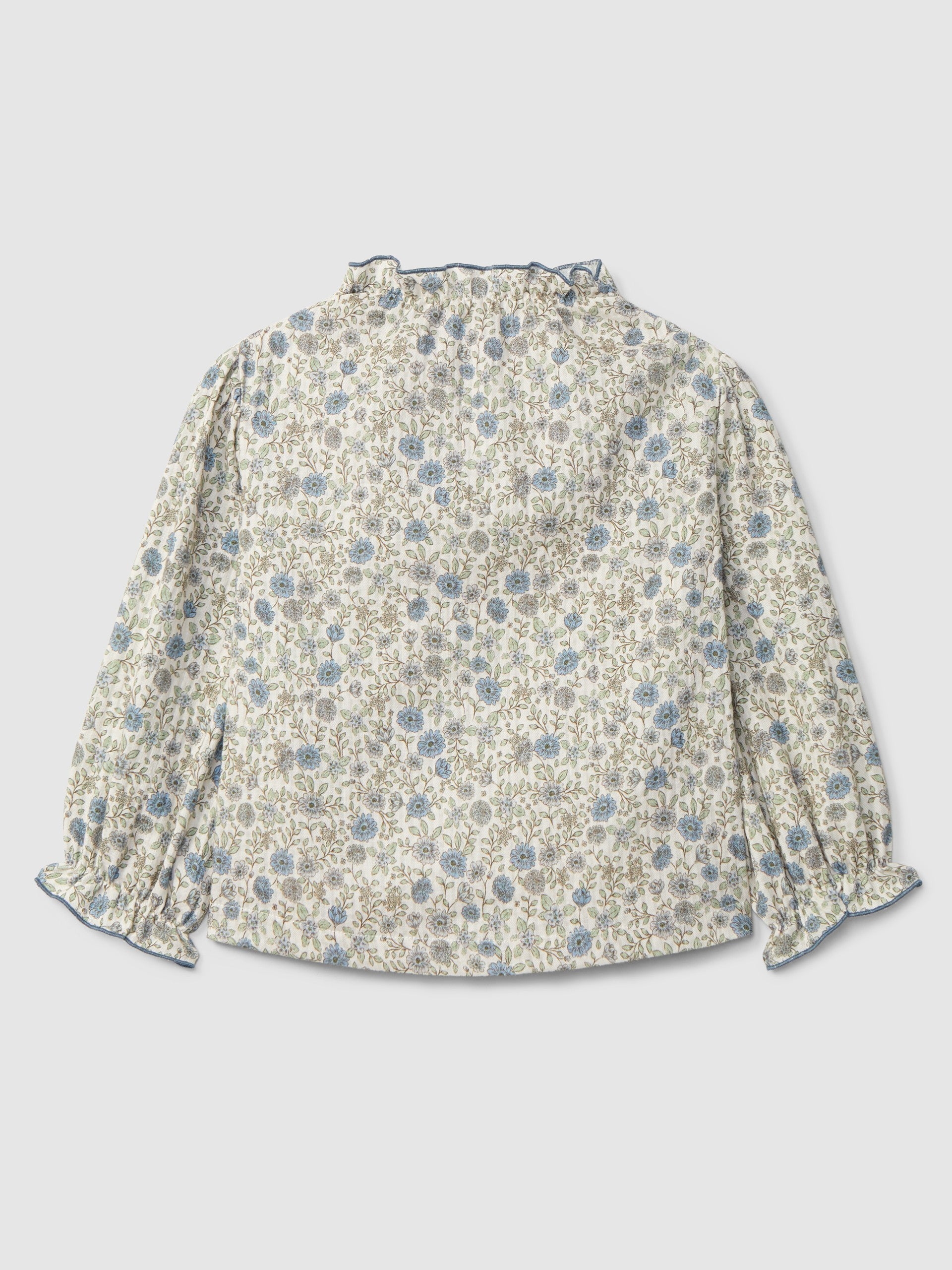 Blusa flores com detalhe de folho da Laranjinha