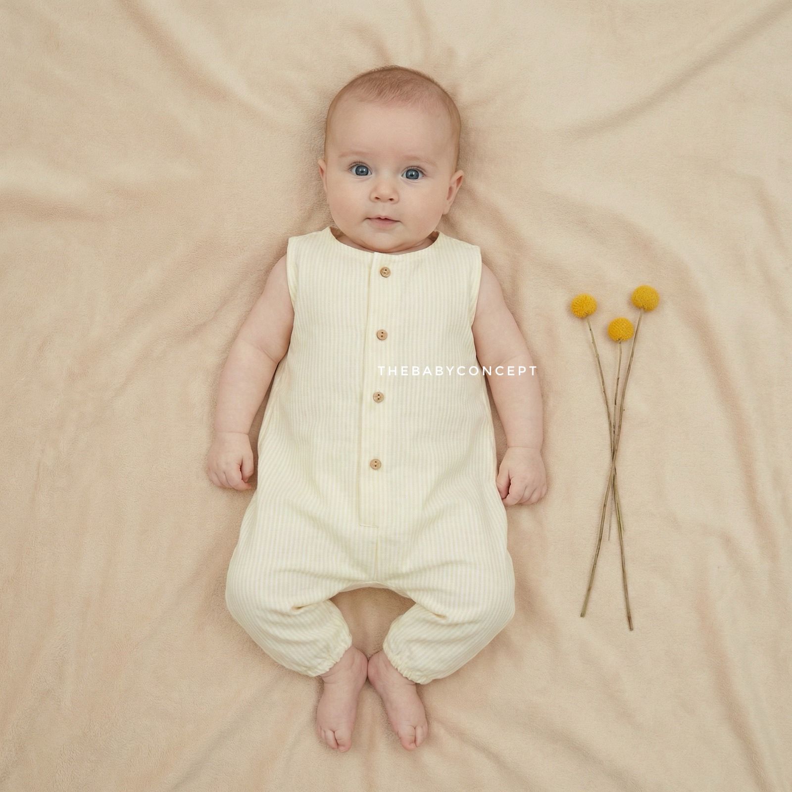 Macacão sem manga com riscas amarelas da Pangasa