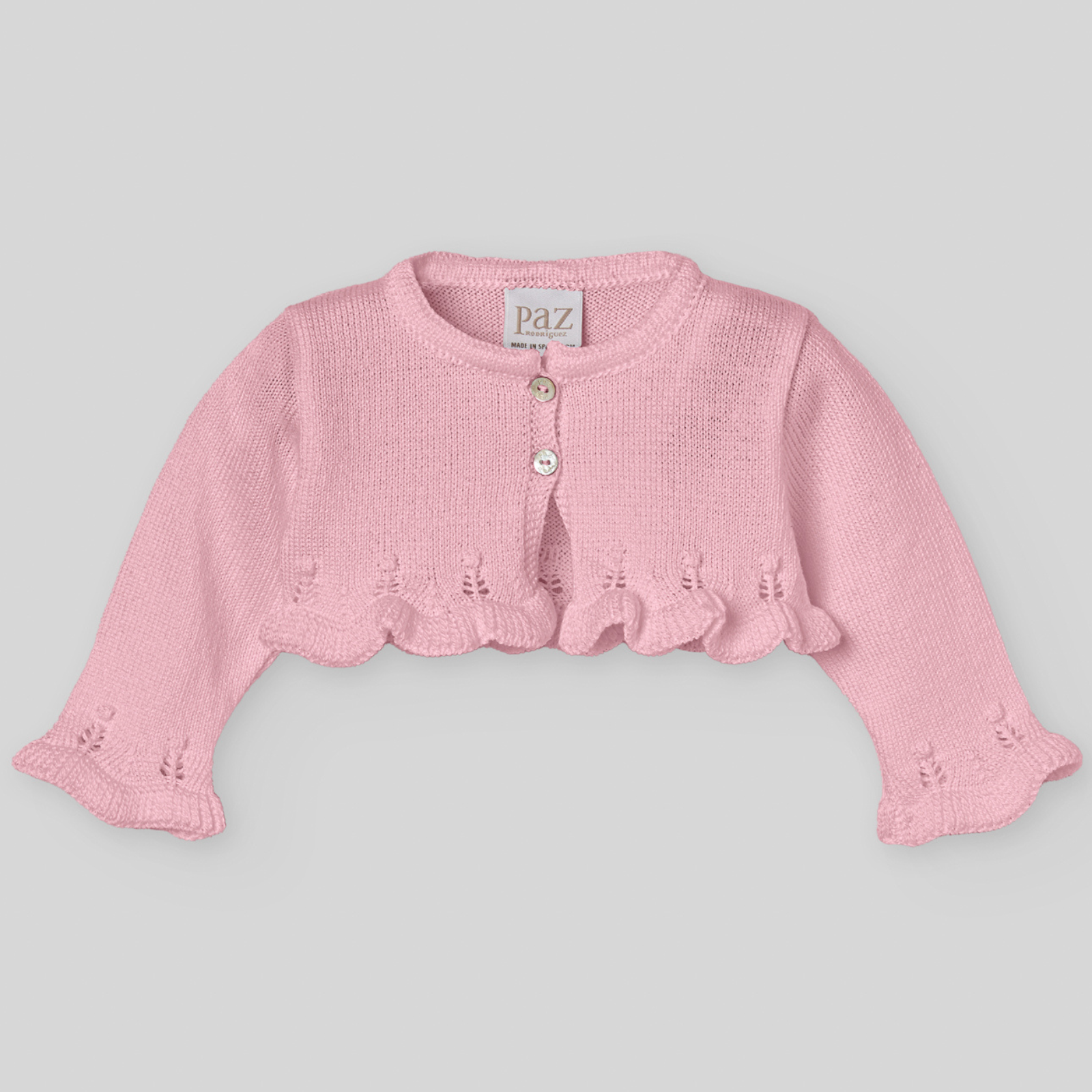 Bolero em malha rosa cerimónia da Paz Rodriguez "Alegra"