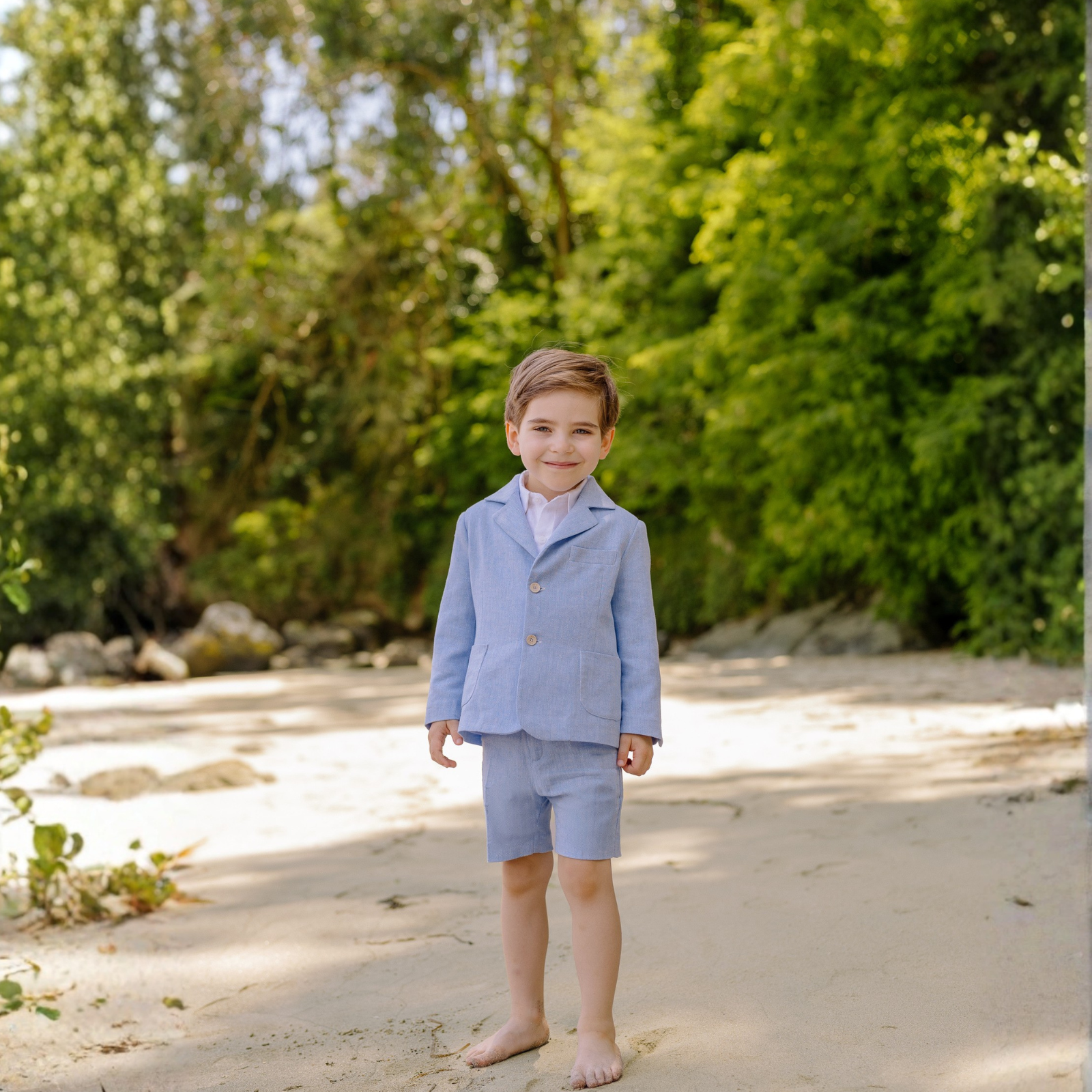 Blazer em linho azul da Paz Rodriguez "Cerimónia"