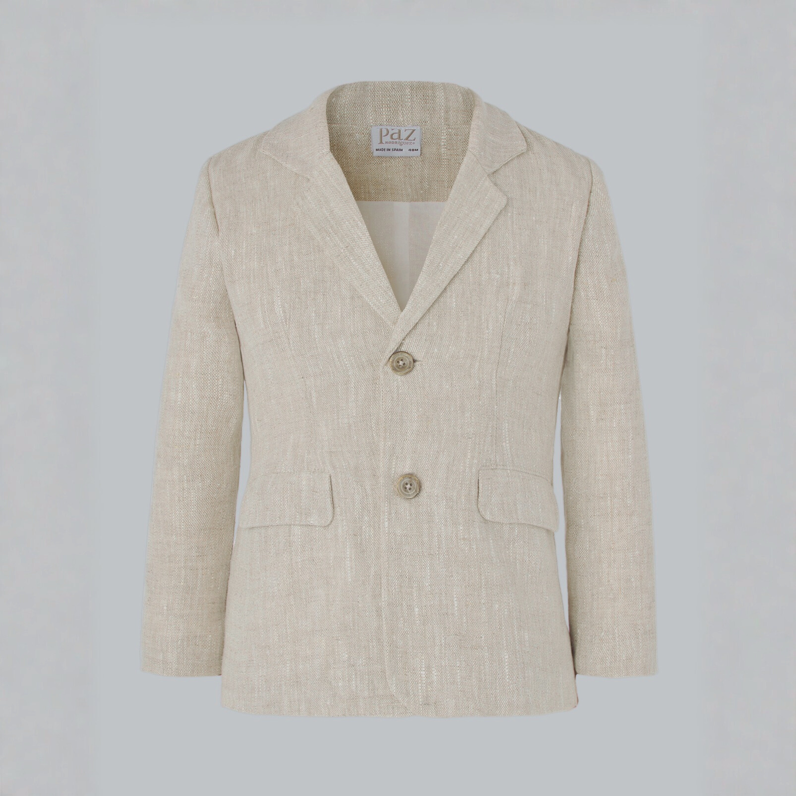 Blazer em linho bege da Paz Rodriguez "Cerimónia"