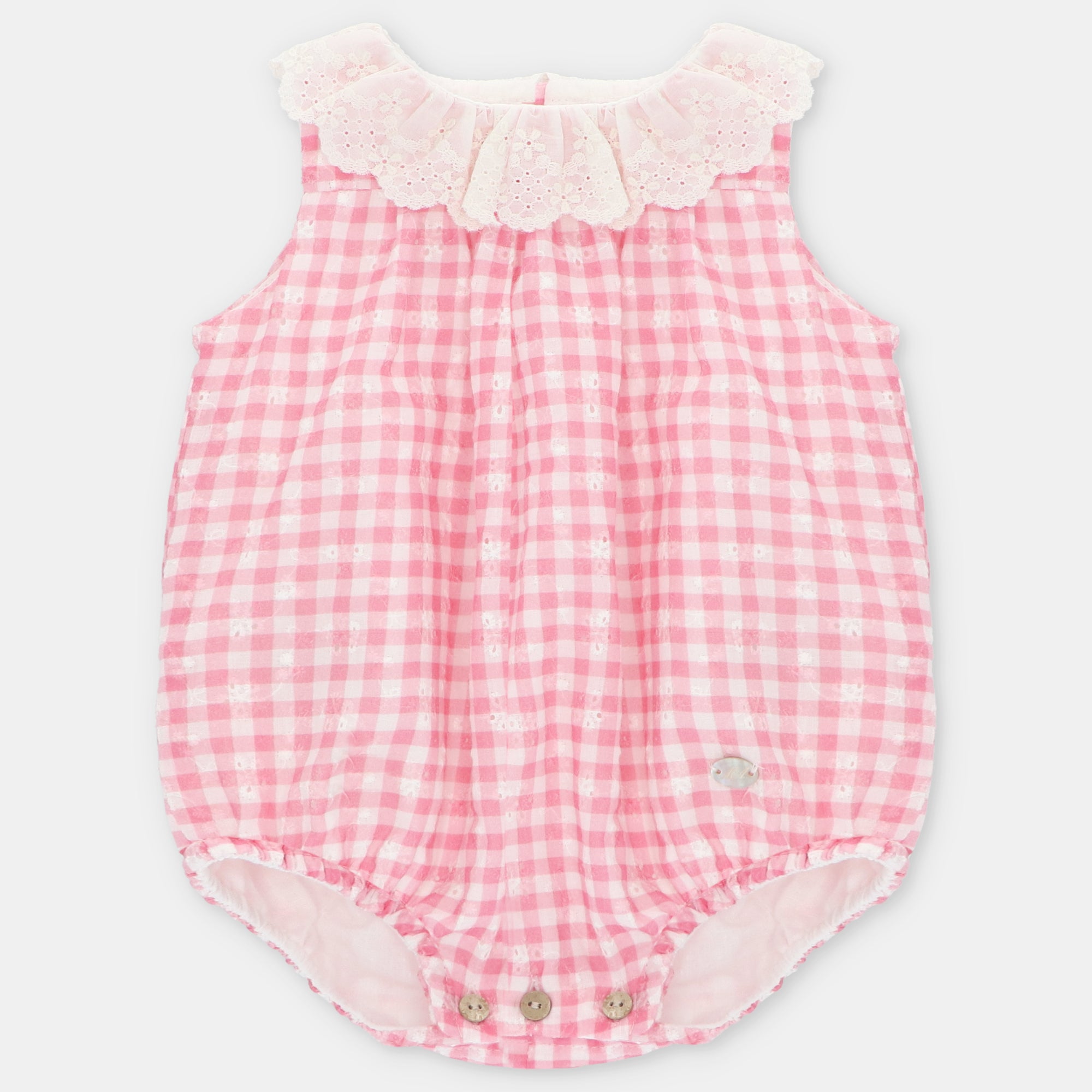 Fofo vichy coral para bebe menina da Martín Aranda "Alberta"