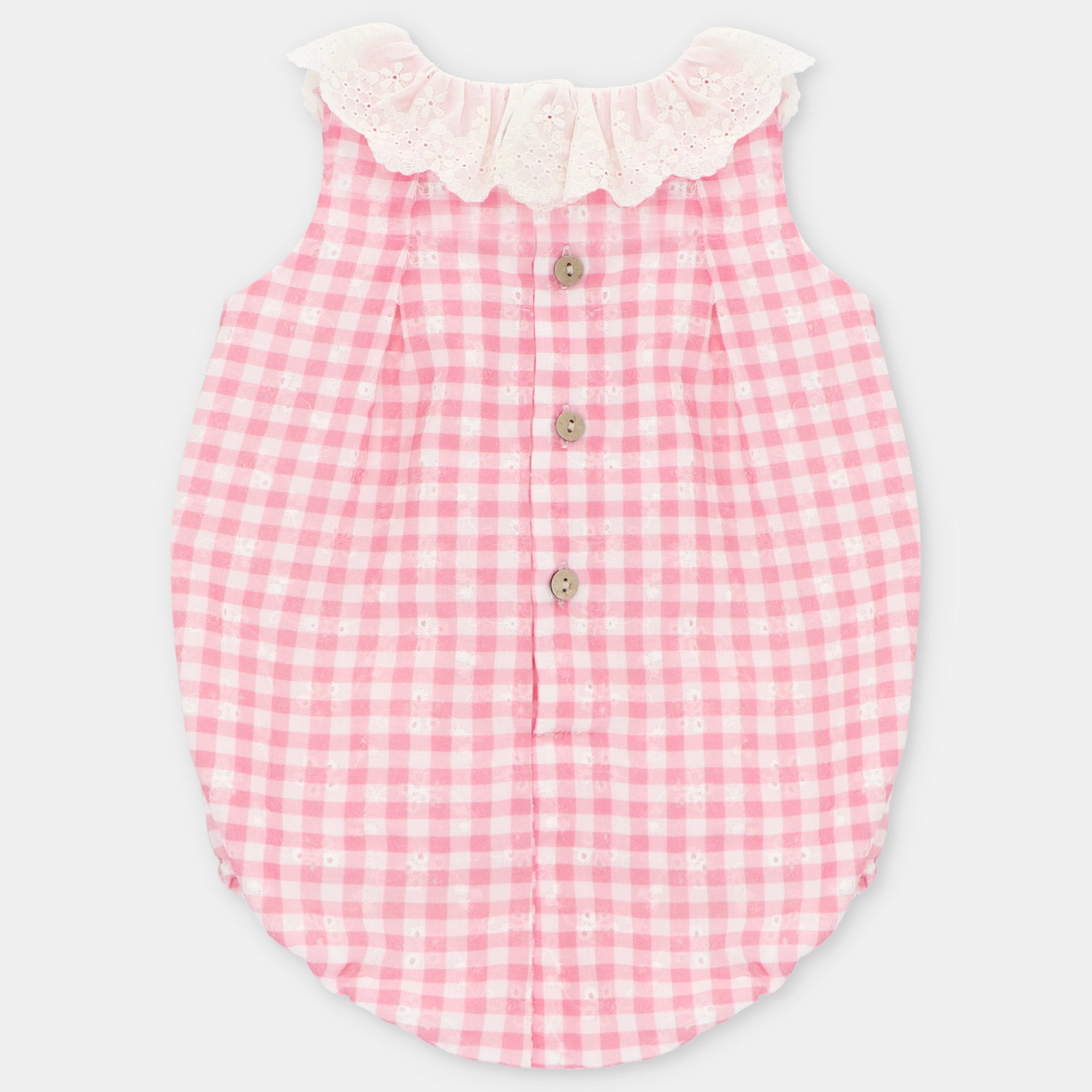 Fofo vichy coral para bebe menina da Martín Aranda "Alberta"