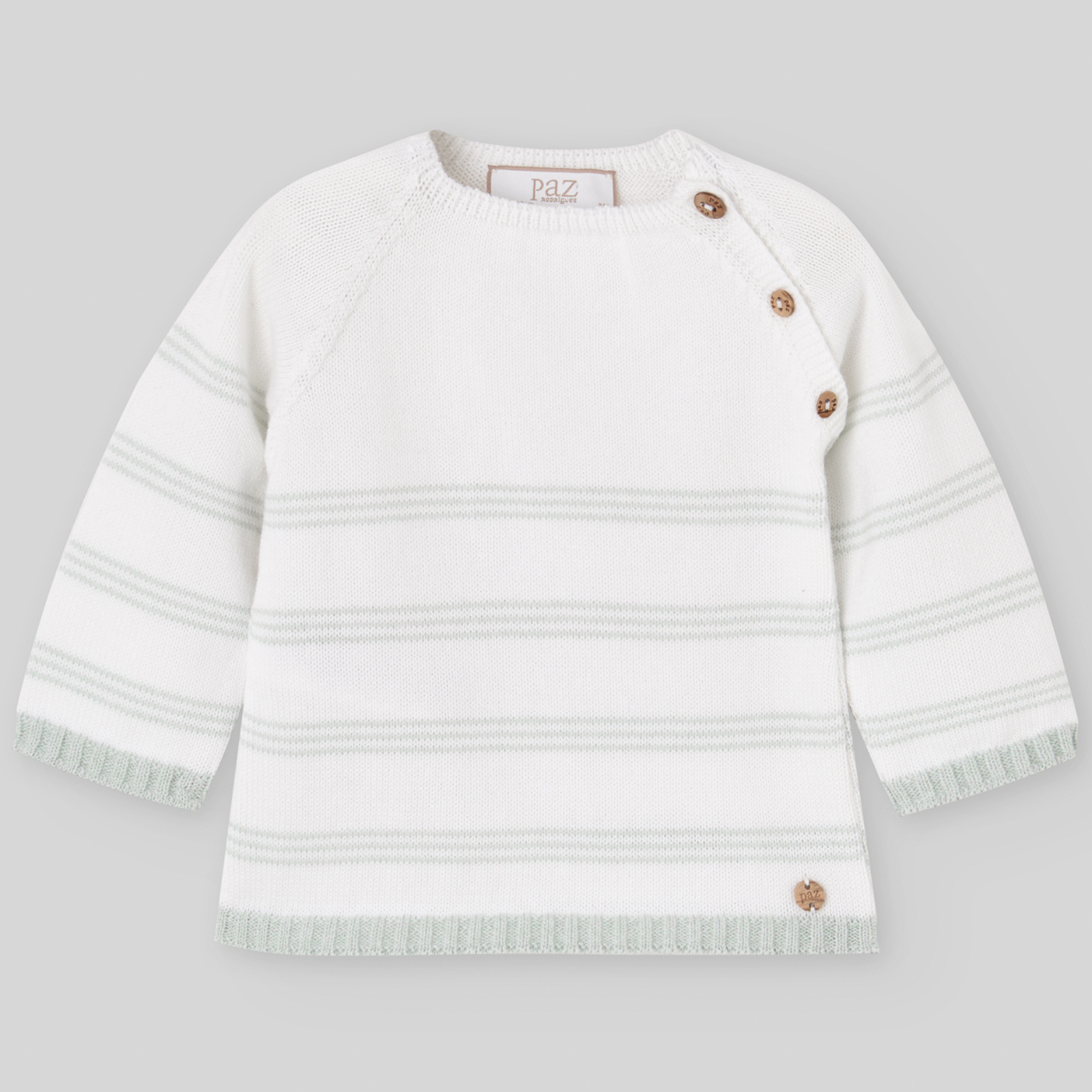 Conjunto malha verde e branco bebé menino da Paz Rodriguez "Noray"