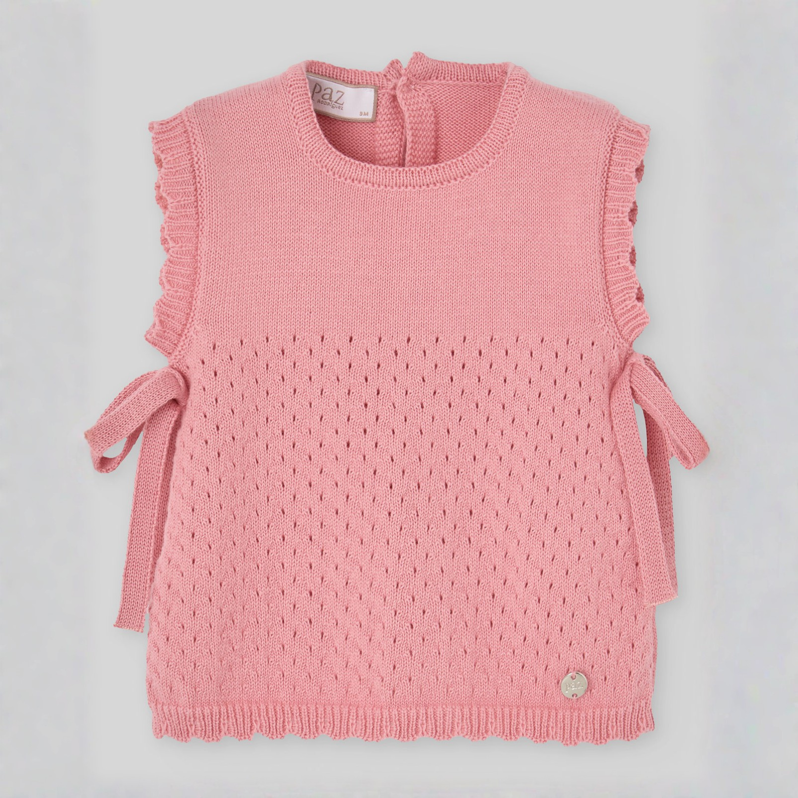 Conjunto camisola malha rosa e tapa fralda estampado da Paz Rodriguez "Frutitas"