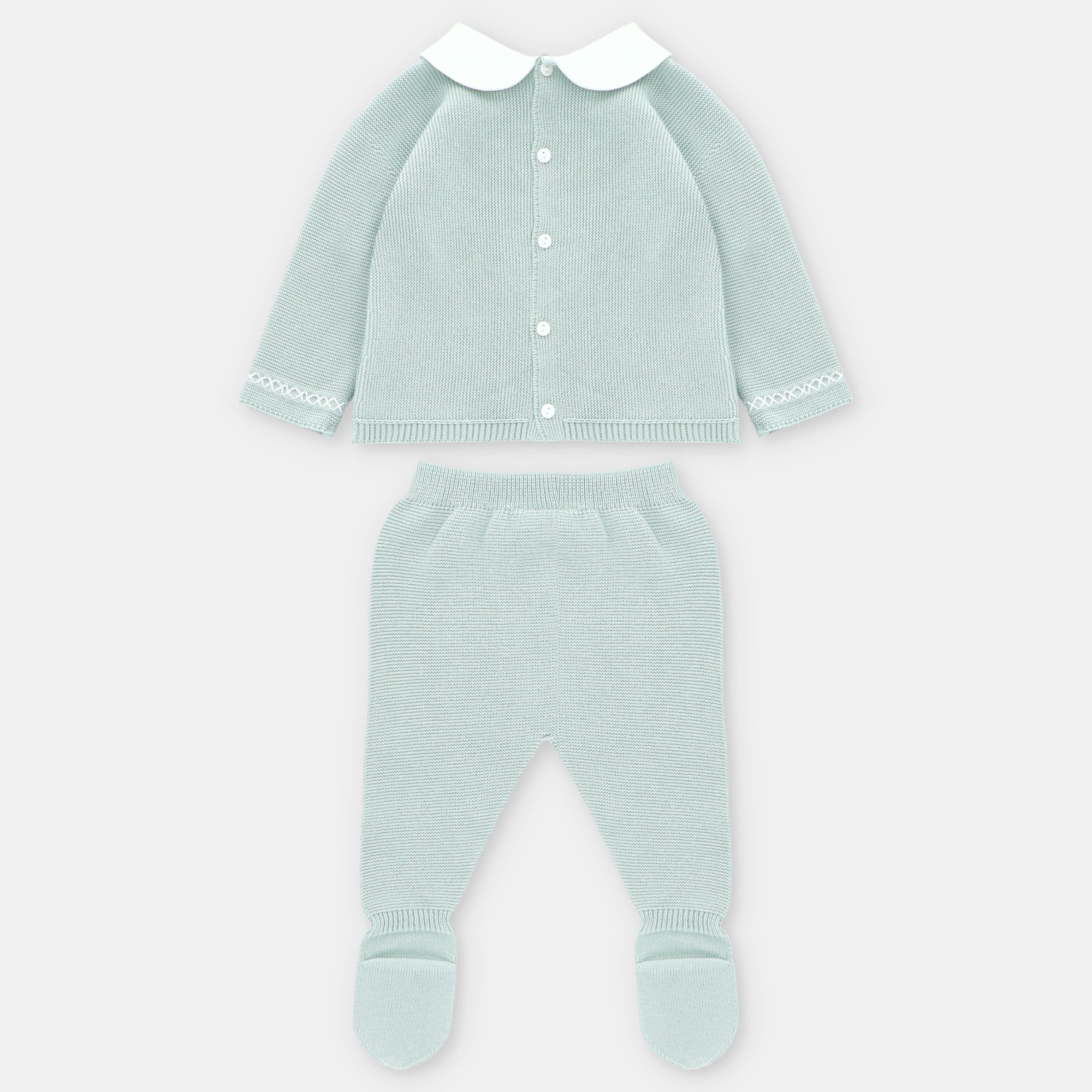 Conjunto recém-nascido verde água e gorro da Martín Aranda "Edmonton"