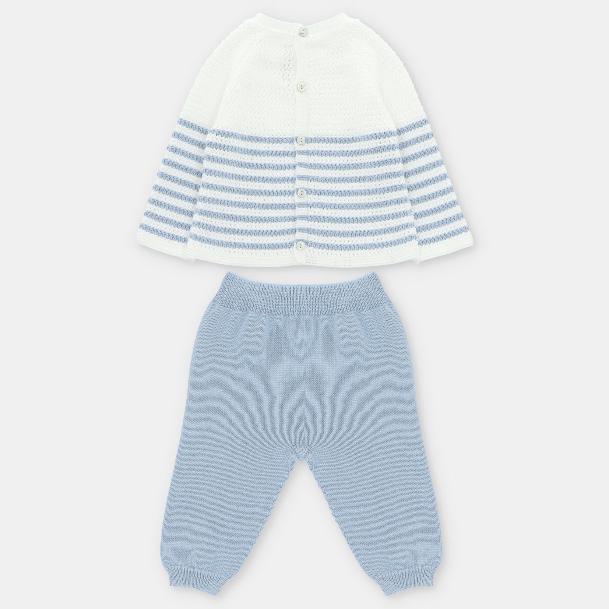 Conjunto de recém-nascido branco e azul e gorro da Martín Aranda "Surrey"