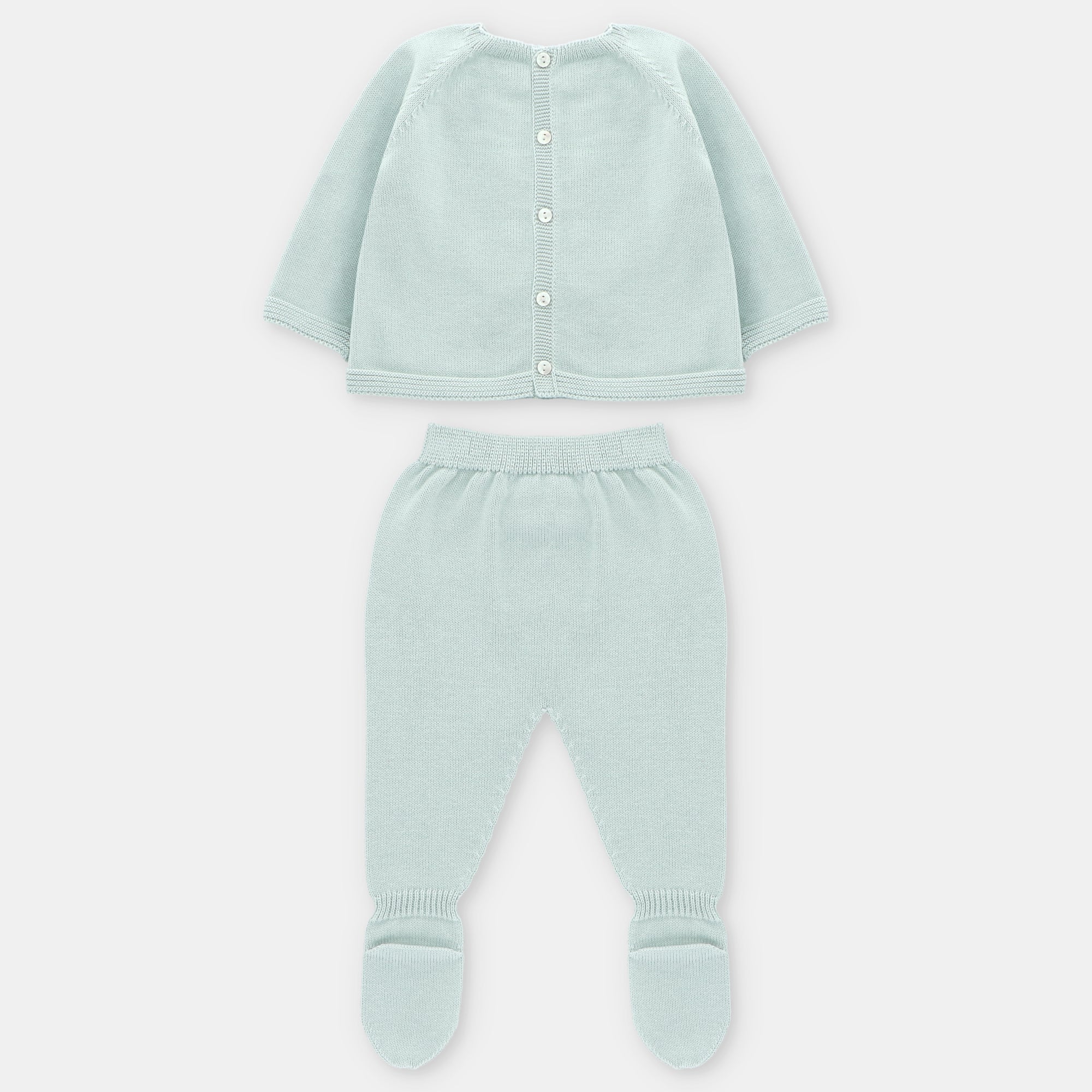 Conjunto verde água com desenho e touca para recém-nascido da Martín Aranda "Edmonton"